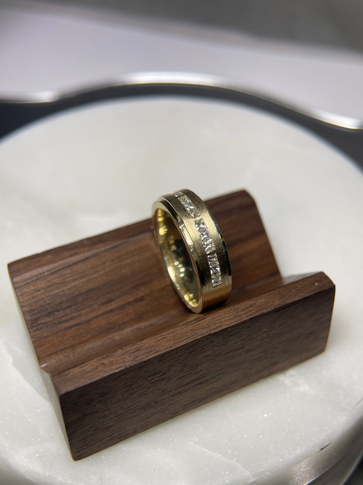 Men's 0.78ct Spaced Princess Cut Diamond Wedding Ring 14K Gold MR007