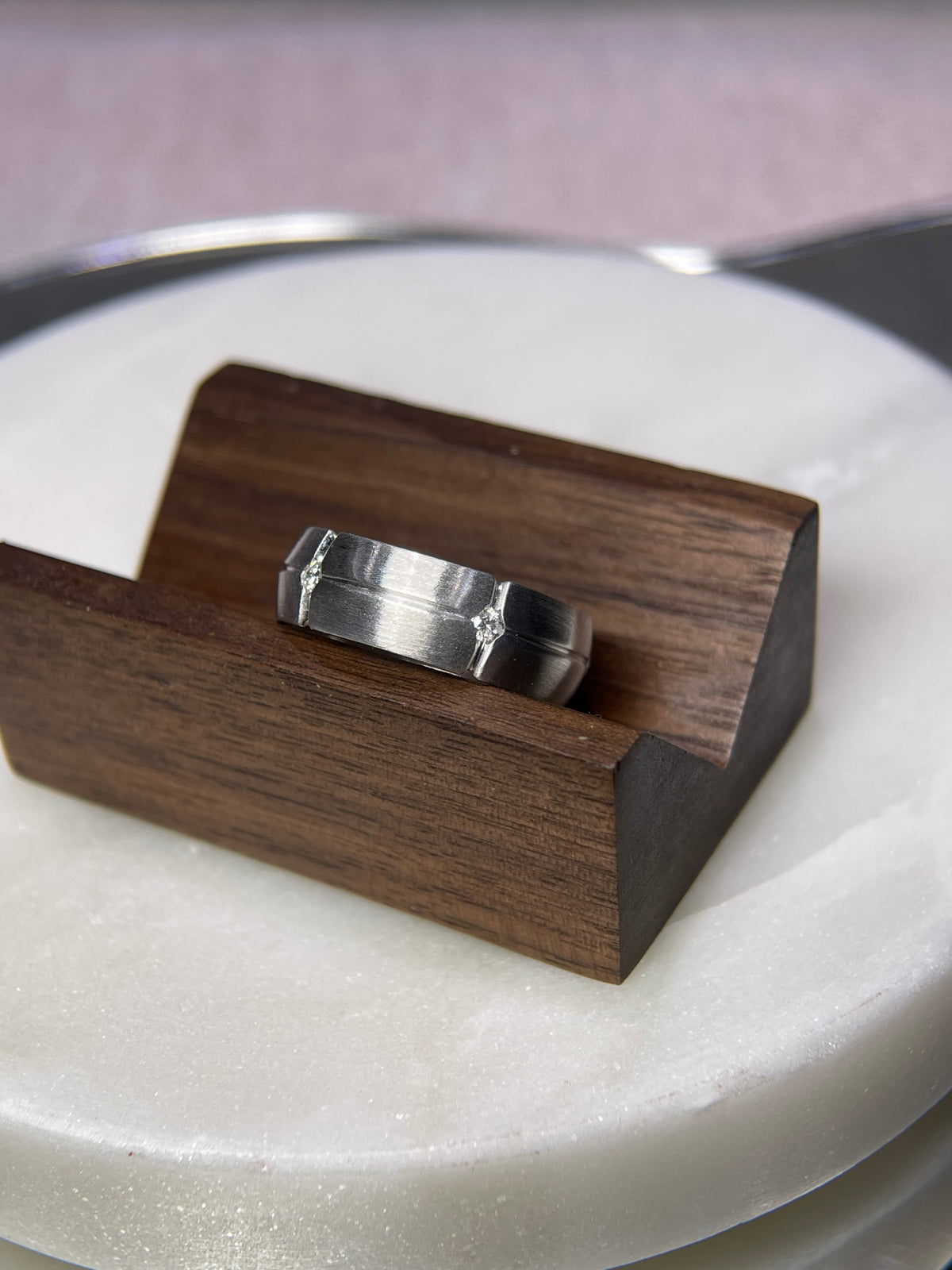 Brushed Bezel Eternity Diamond Wedding Ring 14K Gold MR020