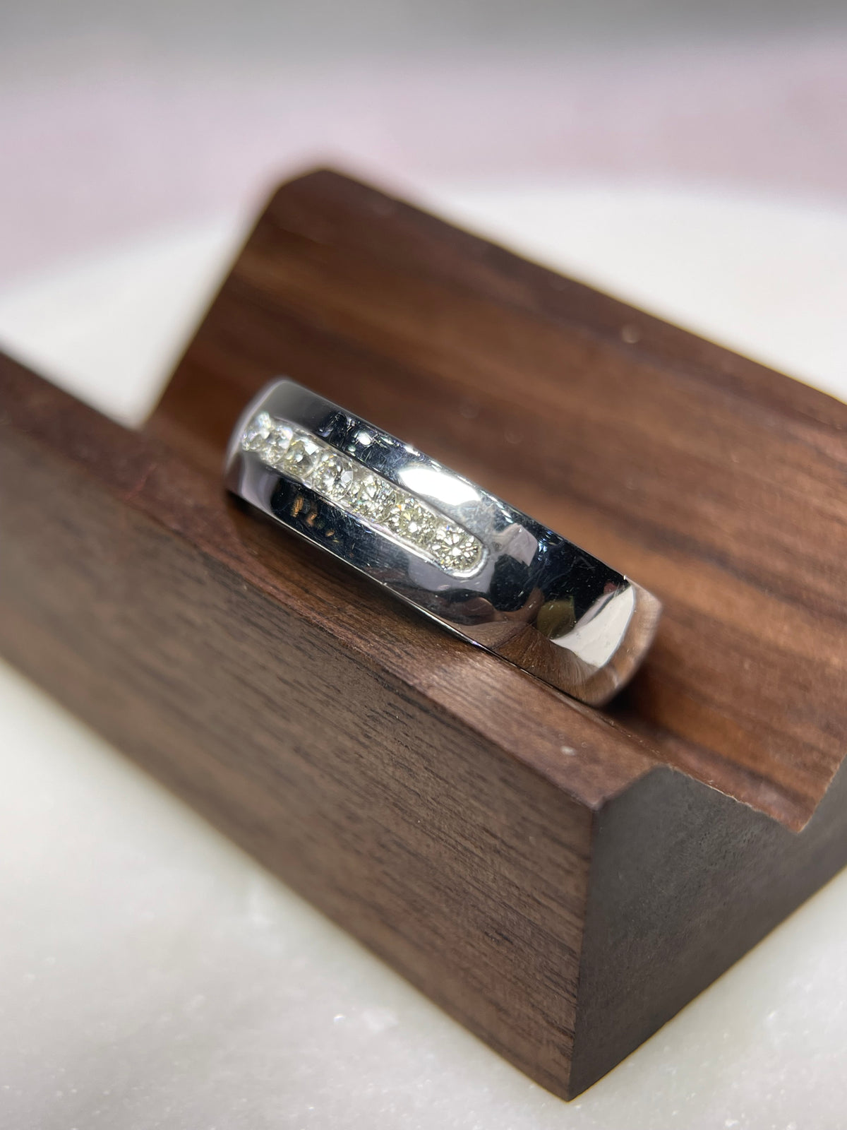 0.36ct Polished Channel Set Diamond Wedding Band 14K Gold MR025