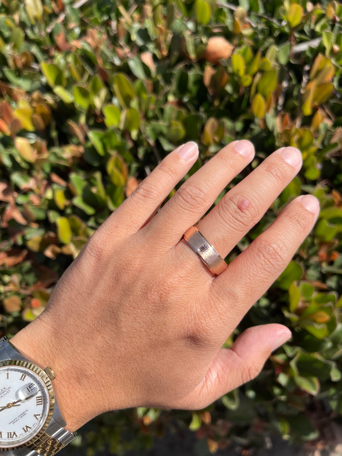 0.15ct Brushed Single Bezel Emerald Cut Diamond Wedding Band 14K Gold MR022