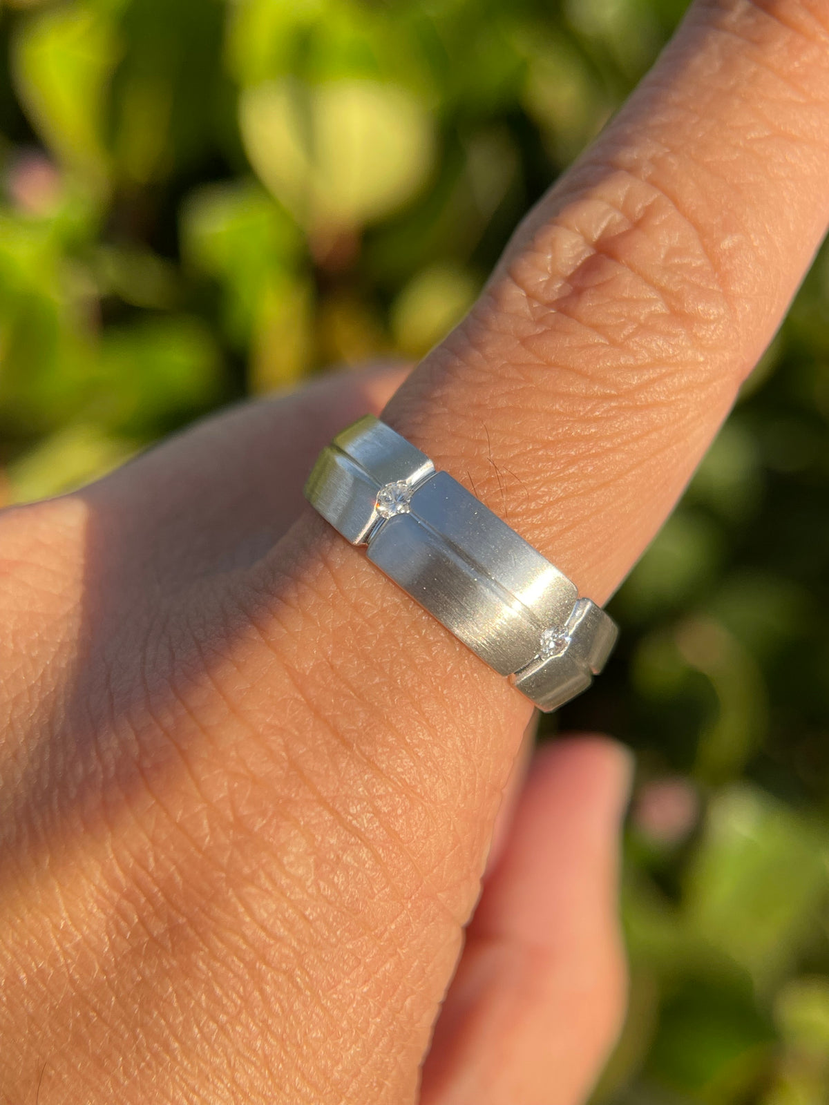 Brushed Bezel Eternity Diamond Wedding Ring 14K Gold MR020