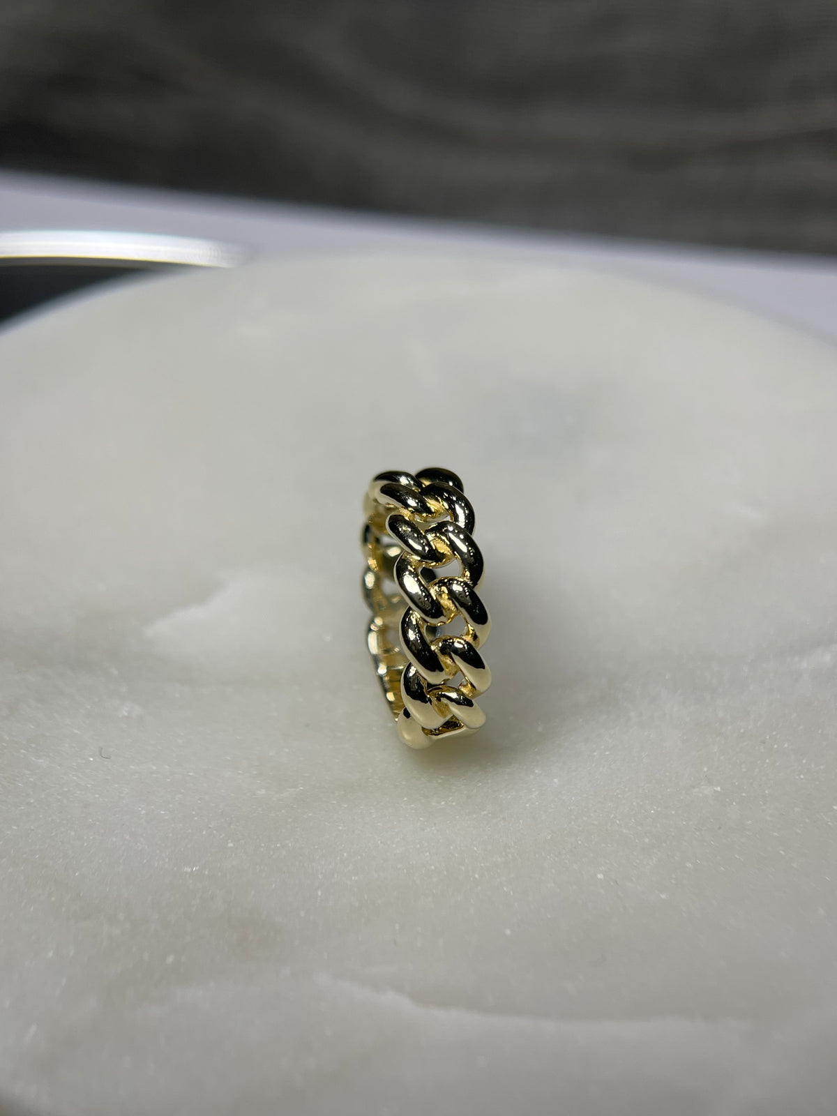 Men's Cuban Link Ring Solid 14K Gold MR005