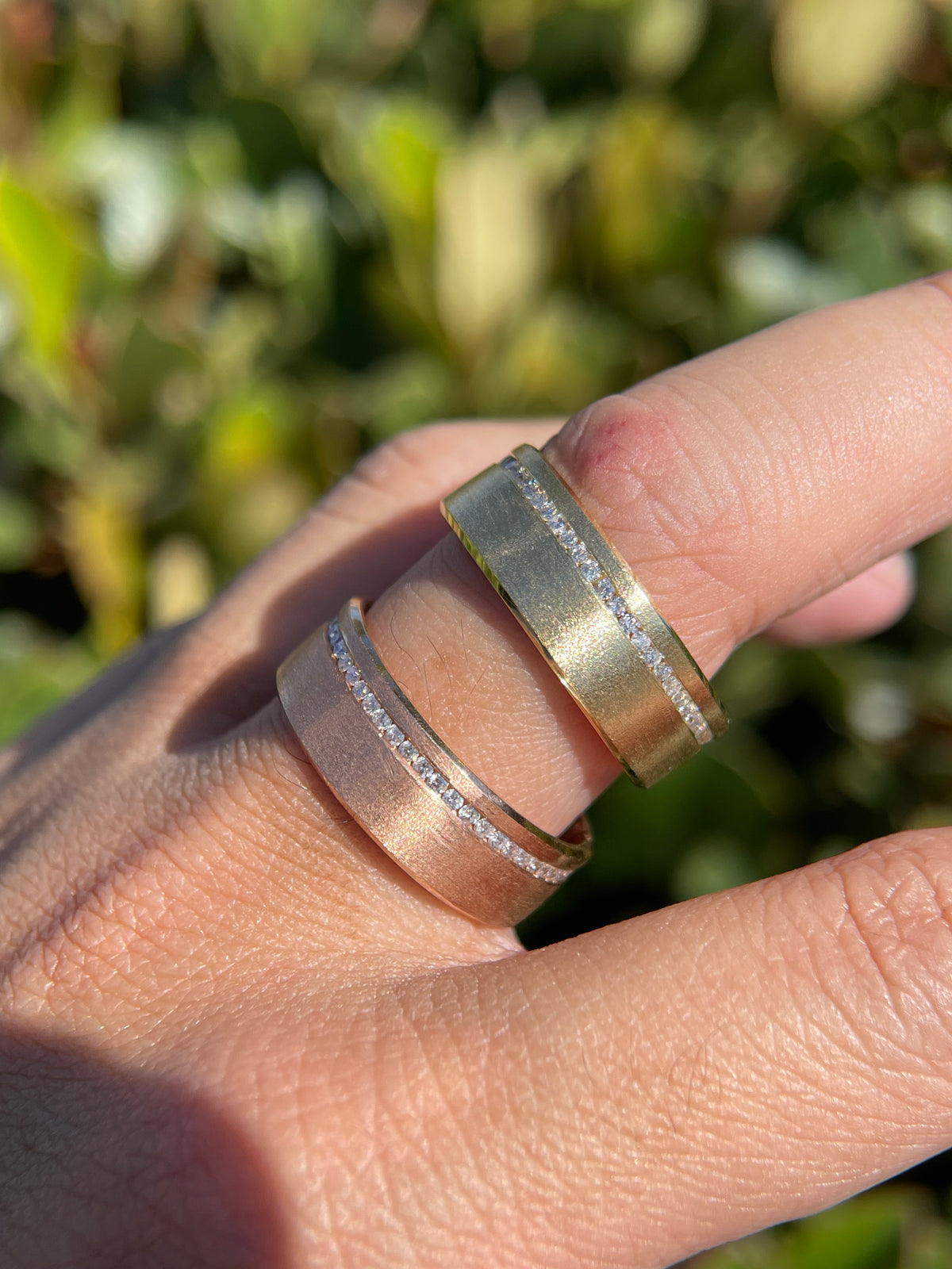 Men's 0.60ct tw Remy Off-Center Brushed Eternity Diamond Wedding Band 14K Gold MR001