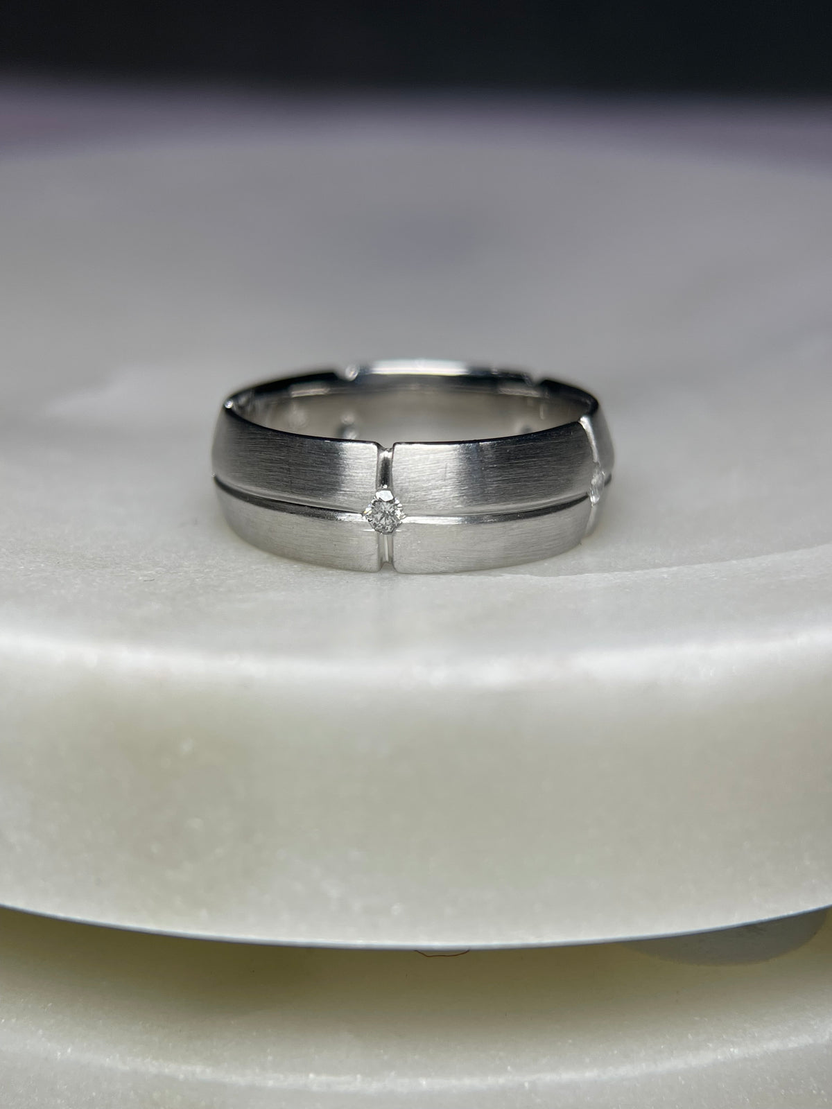 Brushed Bezel Eternity Diamond Wedding Ring 14K Gold MR020