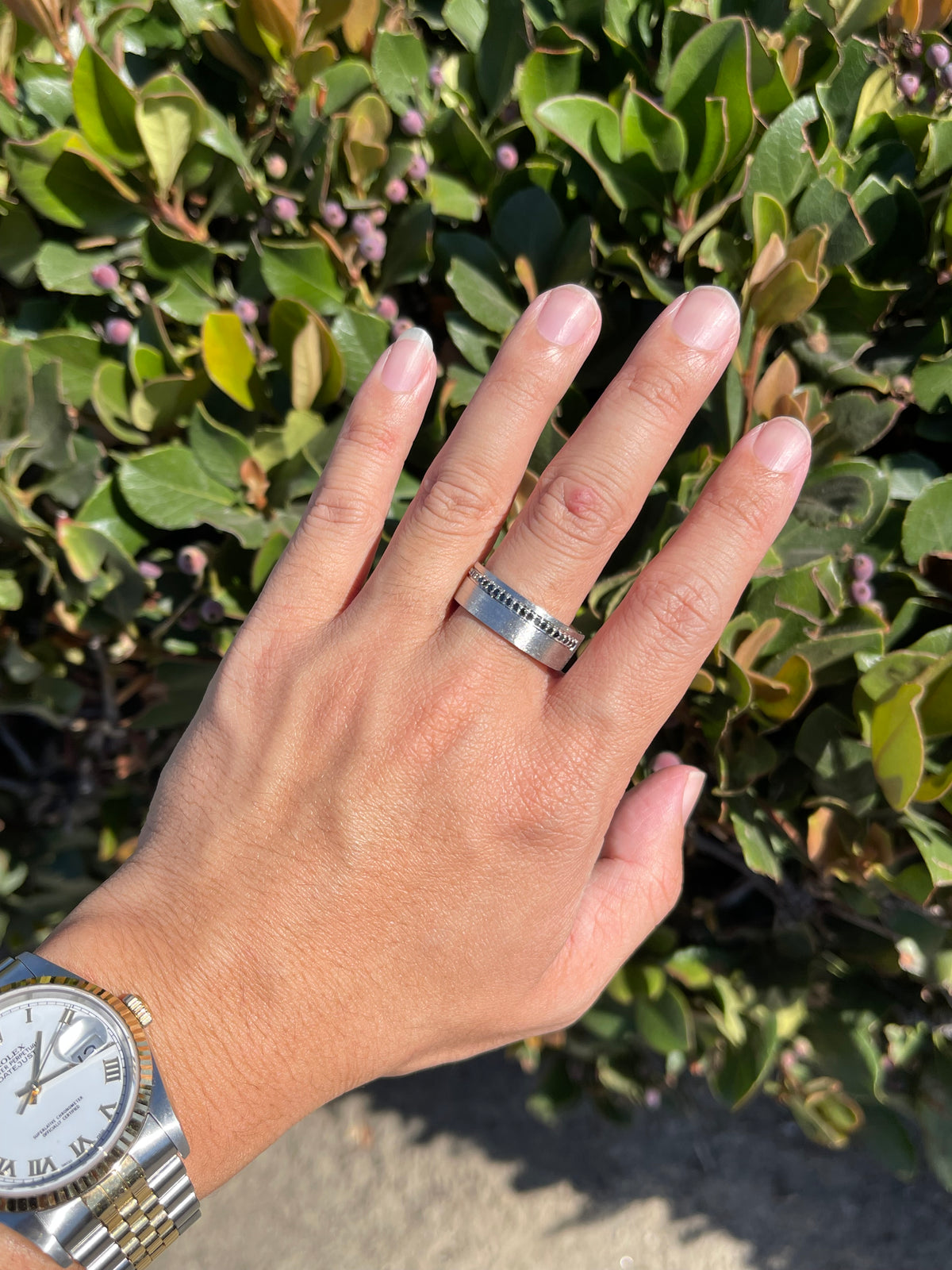 Men's 0.40ct Remy Off-Center Brushed Black Diamond Wedding Band 14K Gold MR012