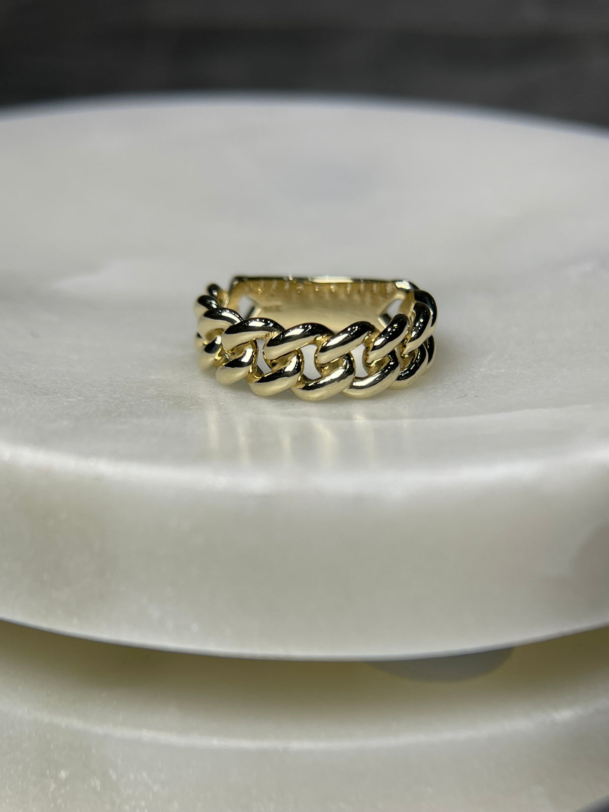 Men's Cuban Link Ring Solid 14K Gold MR005