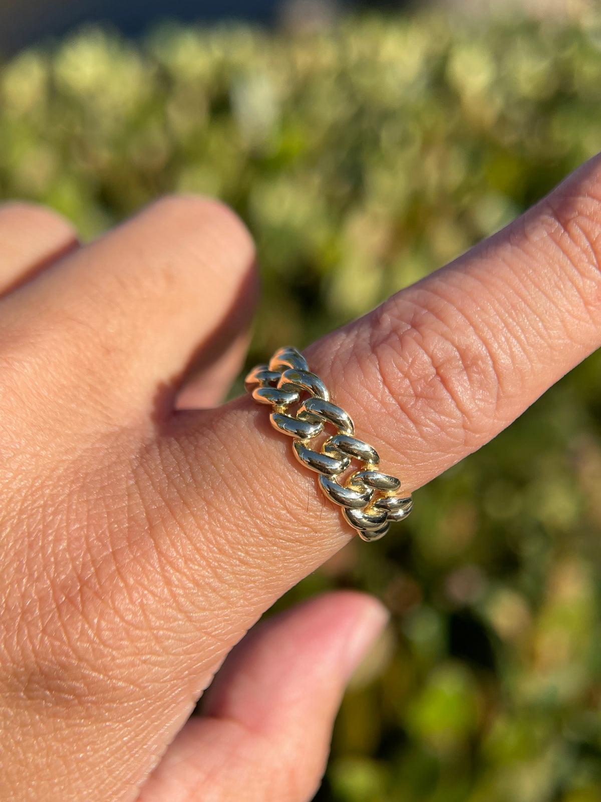 Men's Cuban Link Ring Solid 14K Gold MR005