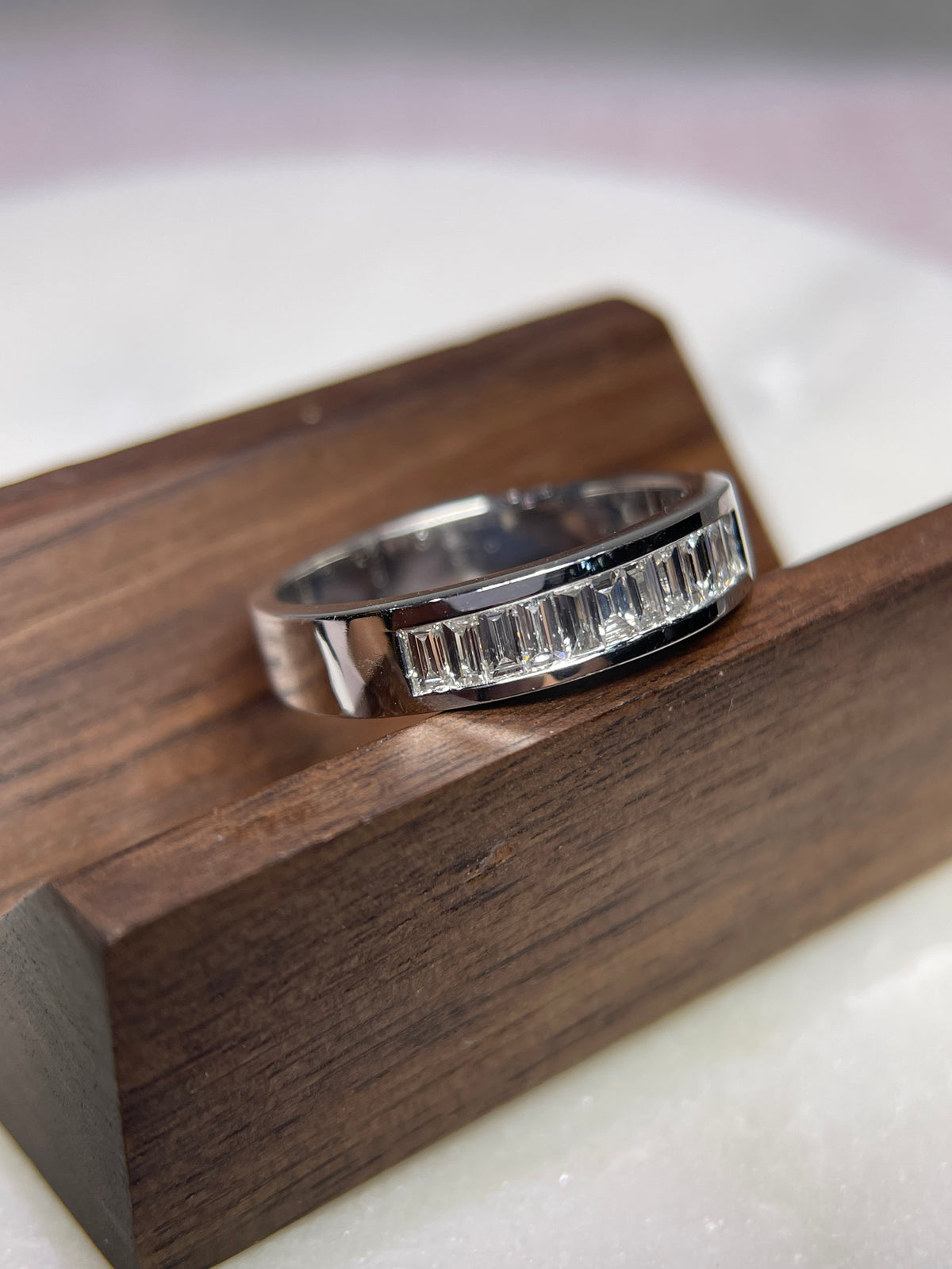 0.75ct Polished Channel Set Baguette Diamond Wedding Band 14K Gold MR023