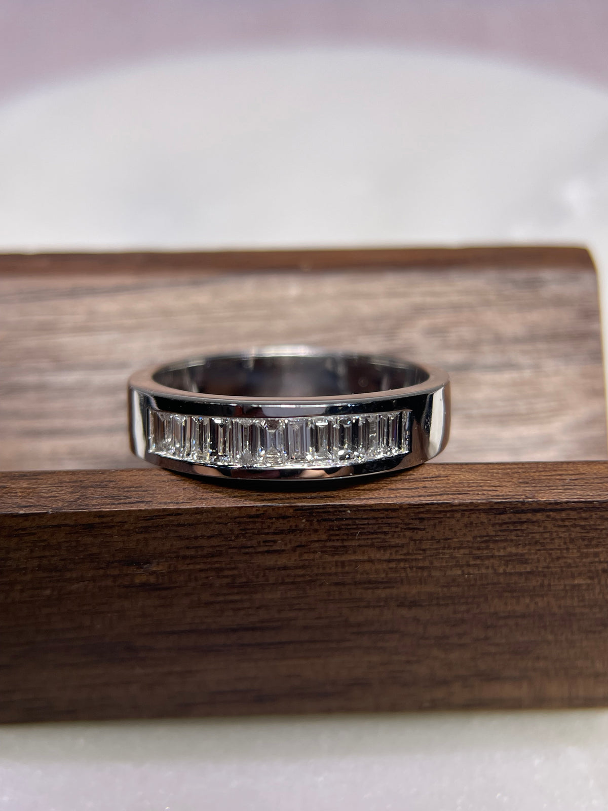 0.75ct Polished Channel Set Baguette Diamond Wedding Band 14K Gold MR023