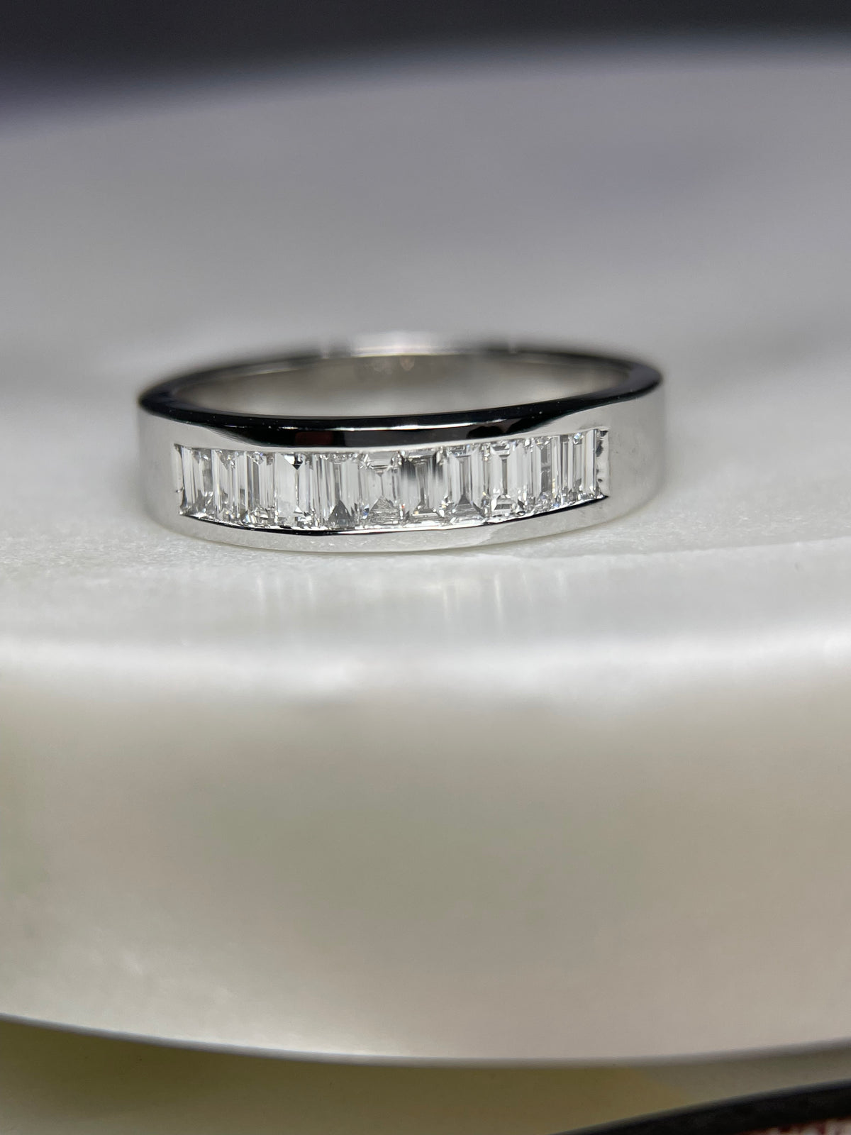 0.75ct Polished Channel Set Baguette Diamond Wedding Band 14K Gold MR023