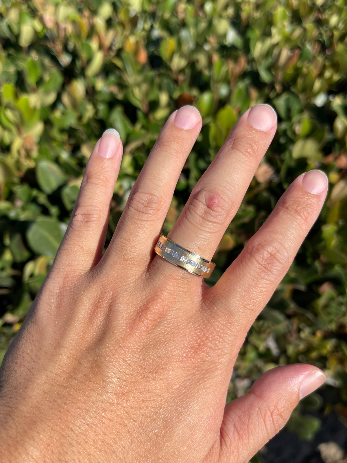 Men's 0.78ct Spaced Princess Cut Diamond Wedding Ring 14K Gold MR007