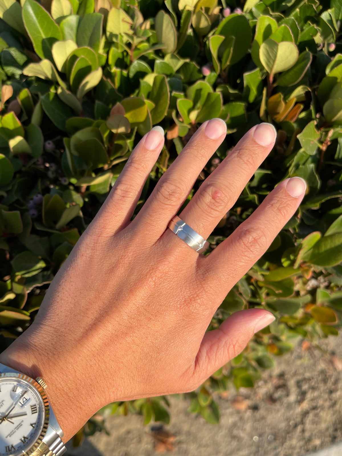 Brushed Bezel Eternity Diamond Wedding Ring 14K Gold MR020