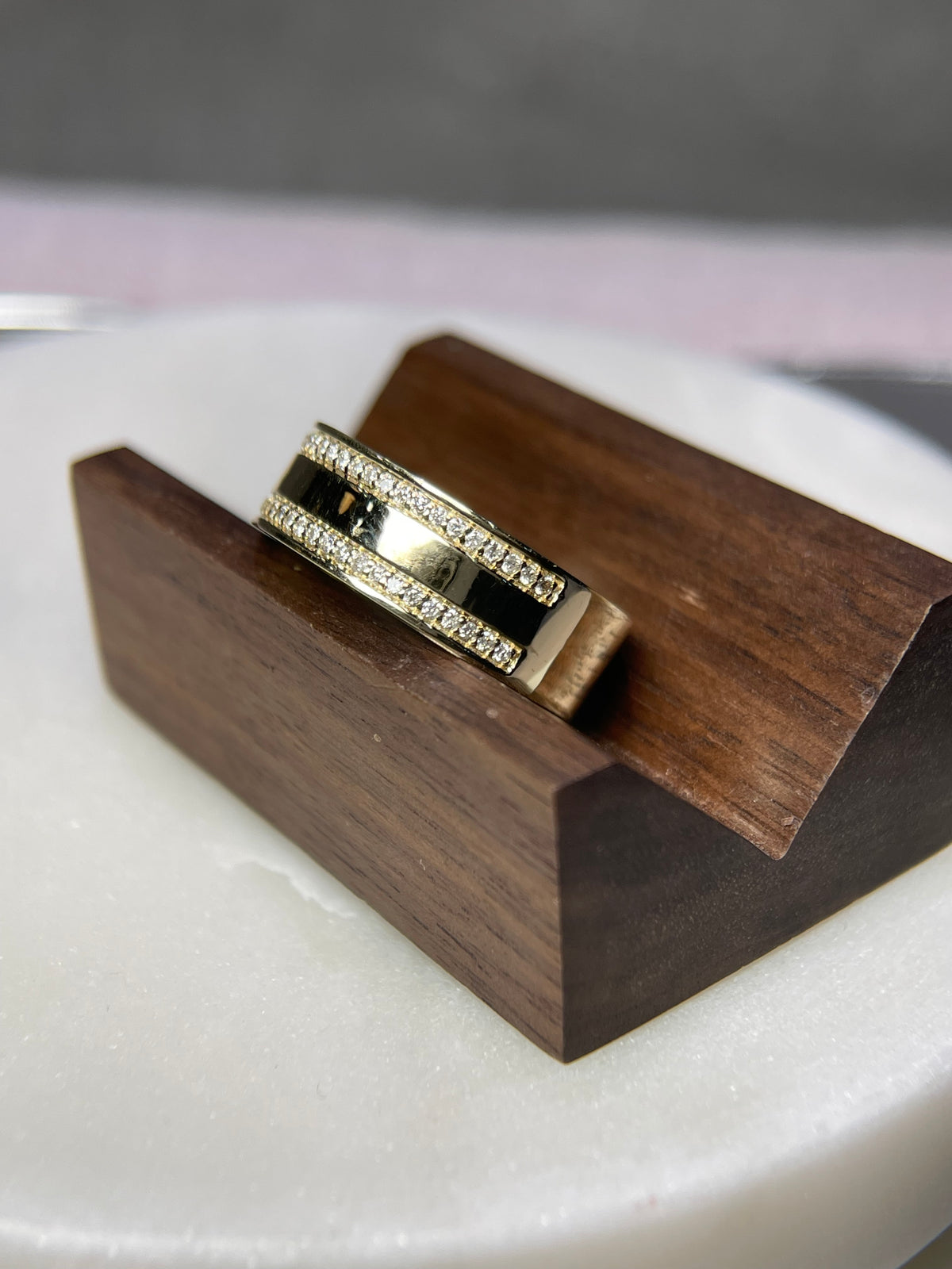 Men's 0.45ct Kobe & Gigi Double Row Diamond Wedding Band 14K Gold MR010