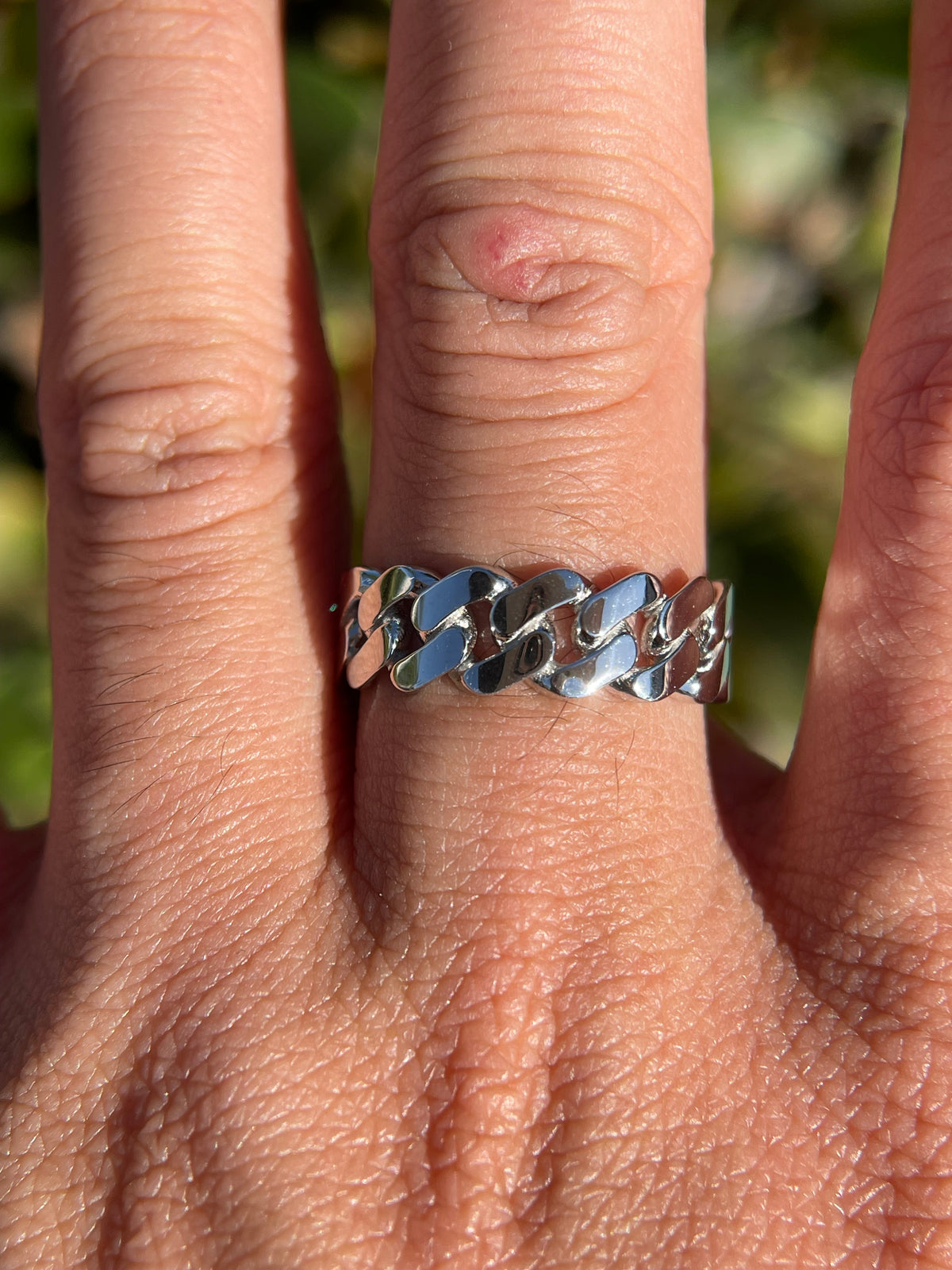 Polished Flat Cuban Link Ring Solid 14K Gold MR029