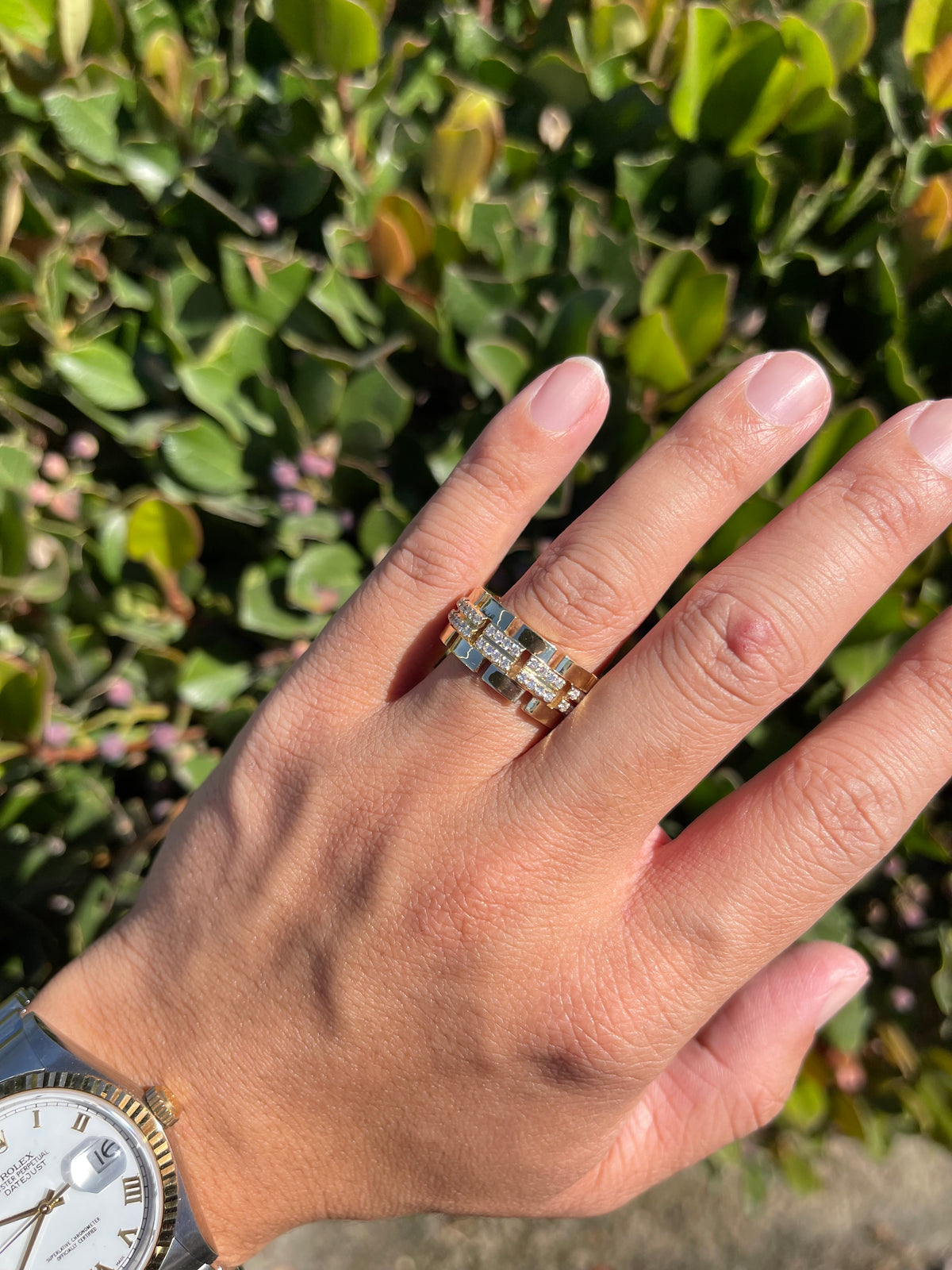 0.80ct Polished Chain Link Full Diamond Wedding Band 14K Gold MR028