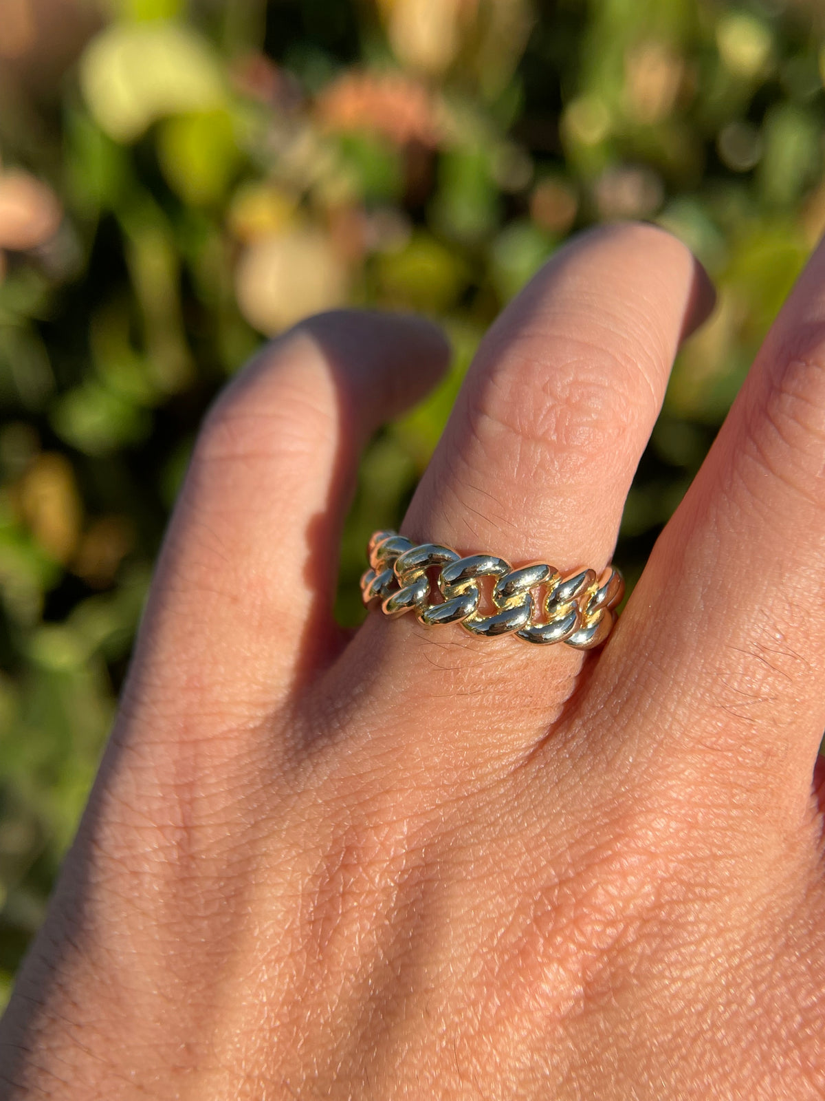Men's Cuban Link Ring Solid 14K Gold MR005