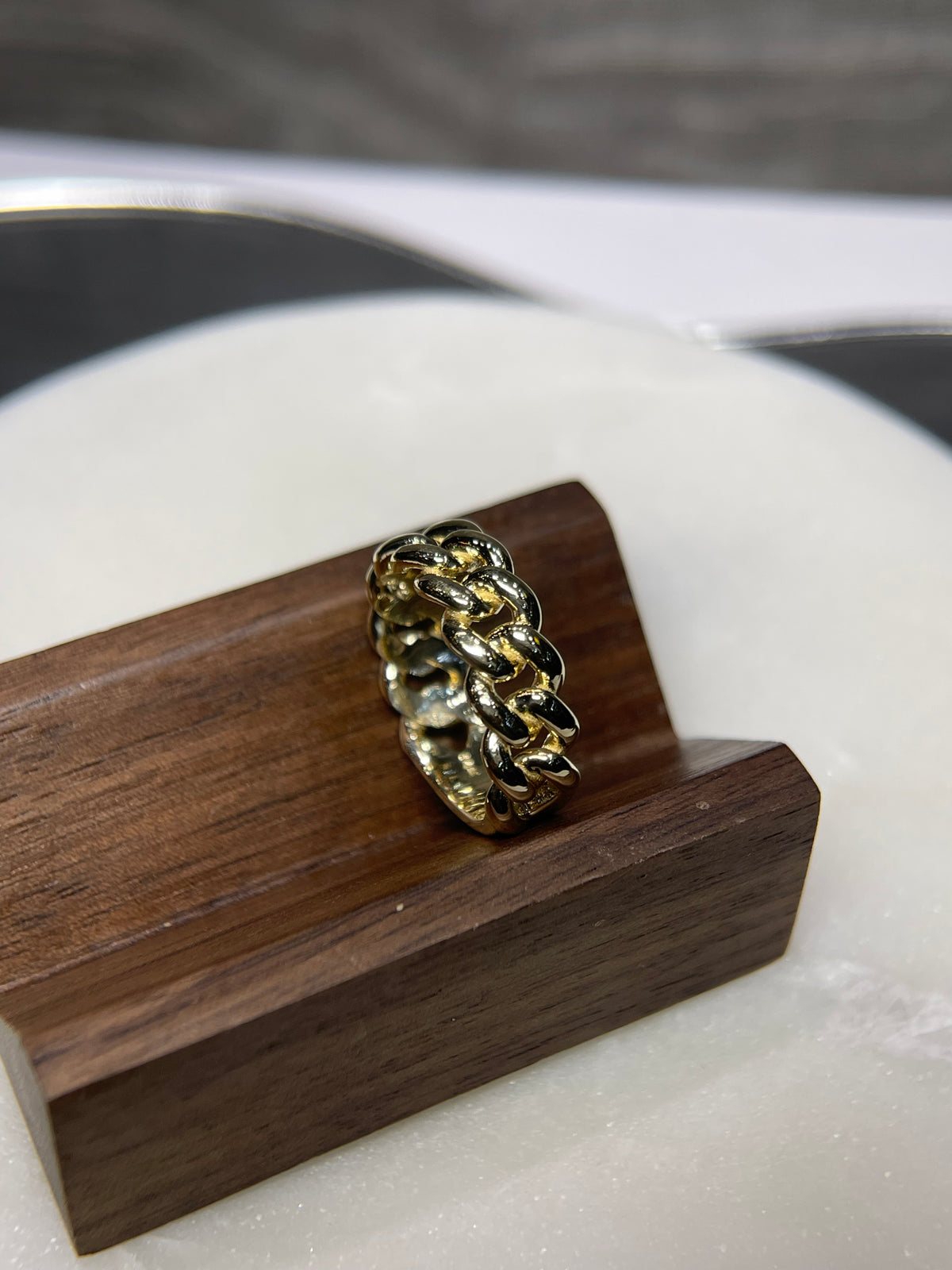 Men's Cuban Link Ring Solid 14K Gold MR005