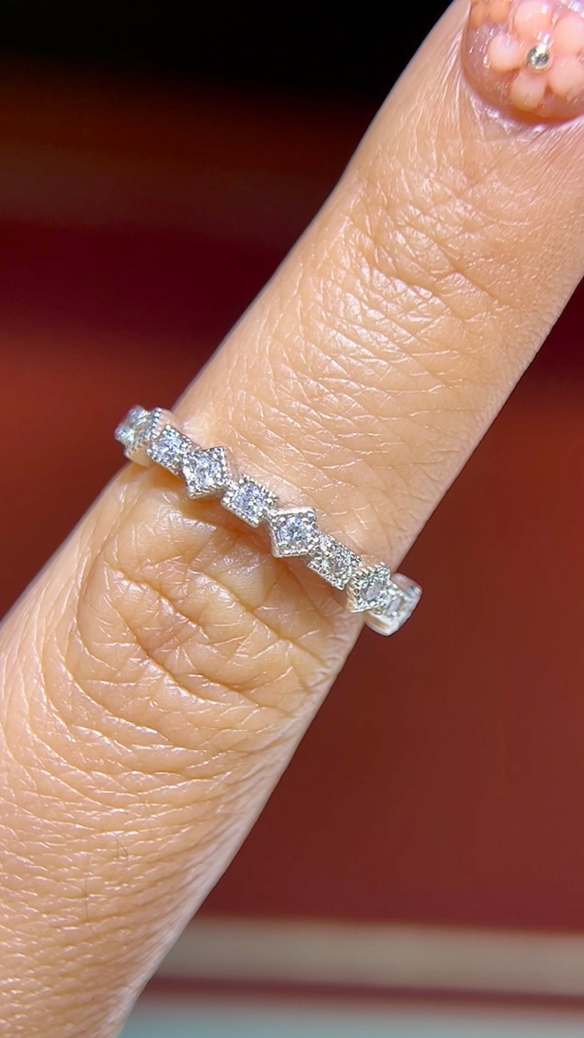 0.28ct Vintage Milgrain Beaded Diamond Wedding Band 14K Gold BAN005