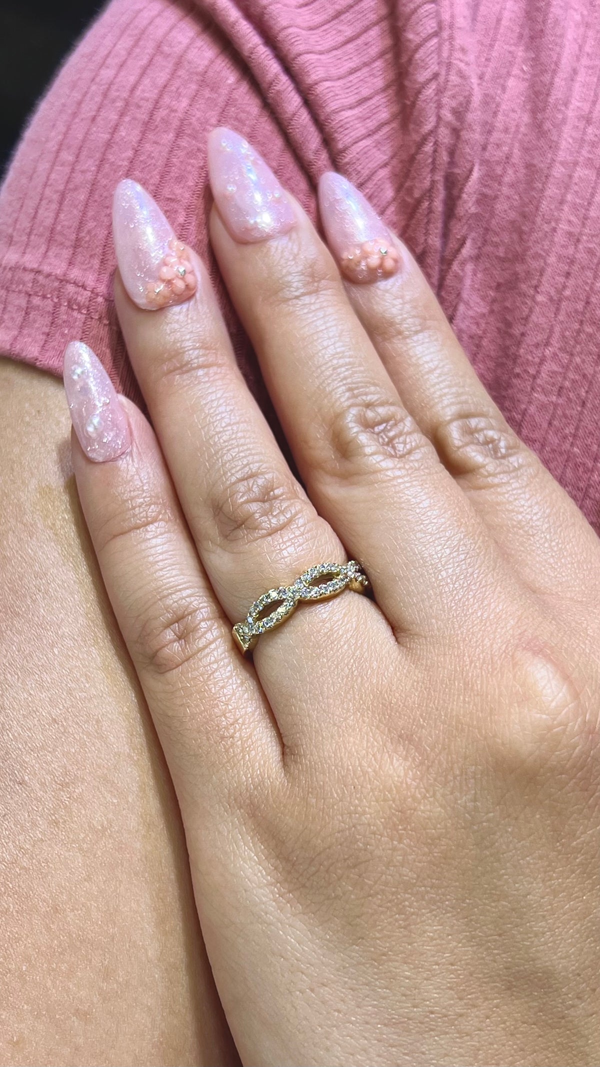 0.45ct Full Diamond Twist Wedding Band 14K Gold BAN008