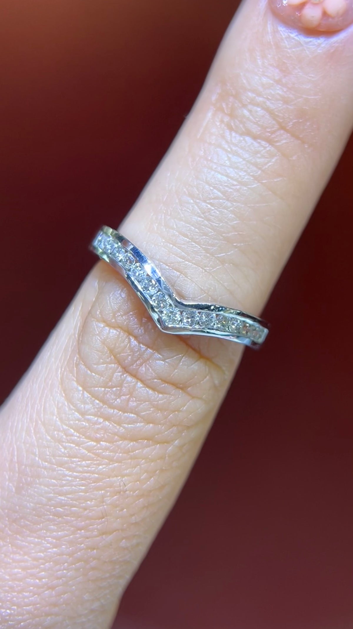 0.43ct Channel Set Chevron Diamond Wedding Band 14K Gold BAN009