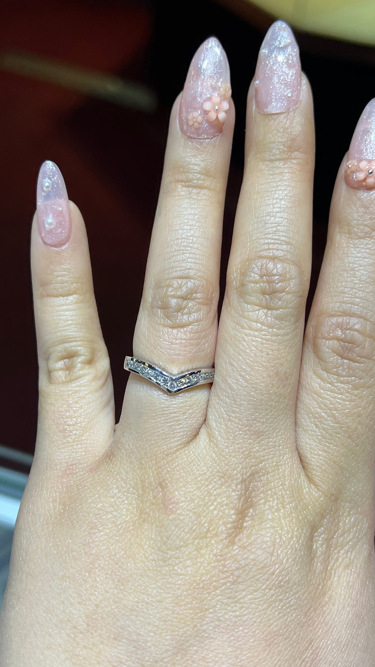 0.43ct Channel Set Chevron Diamond Wedding Band 14K Gold BAN009