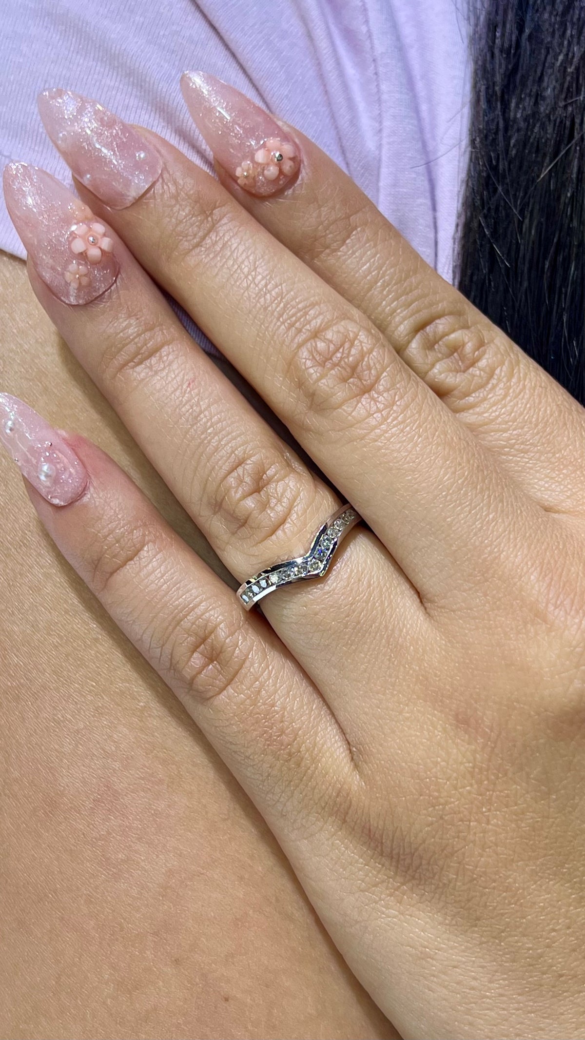 0.43ct Channel Set Chevron Diamond Wedding Band 14K Gold BAN009