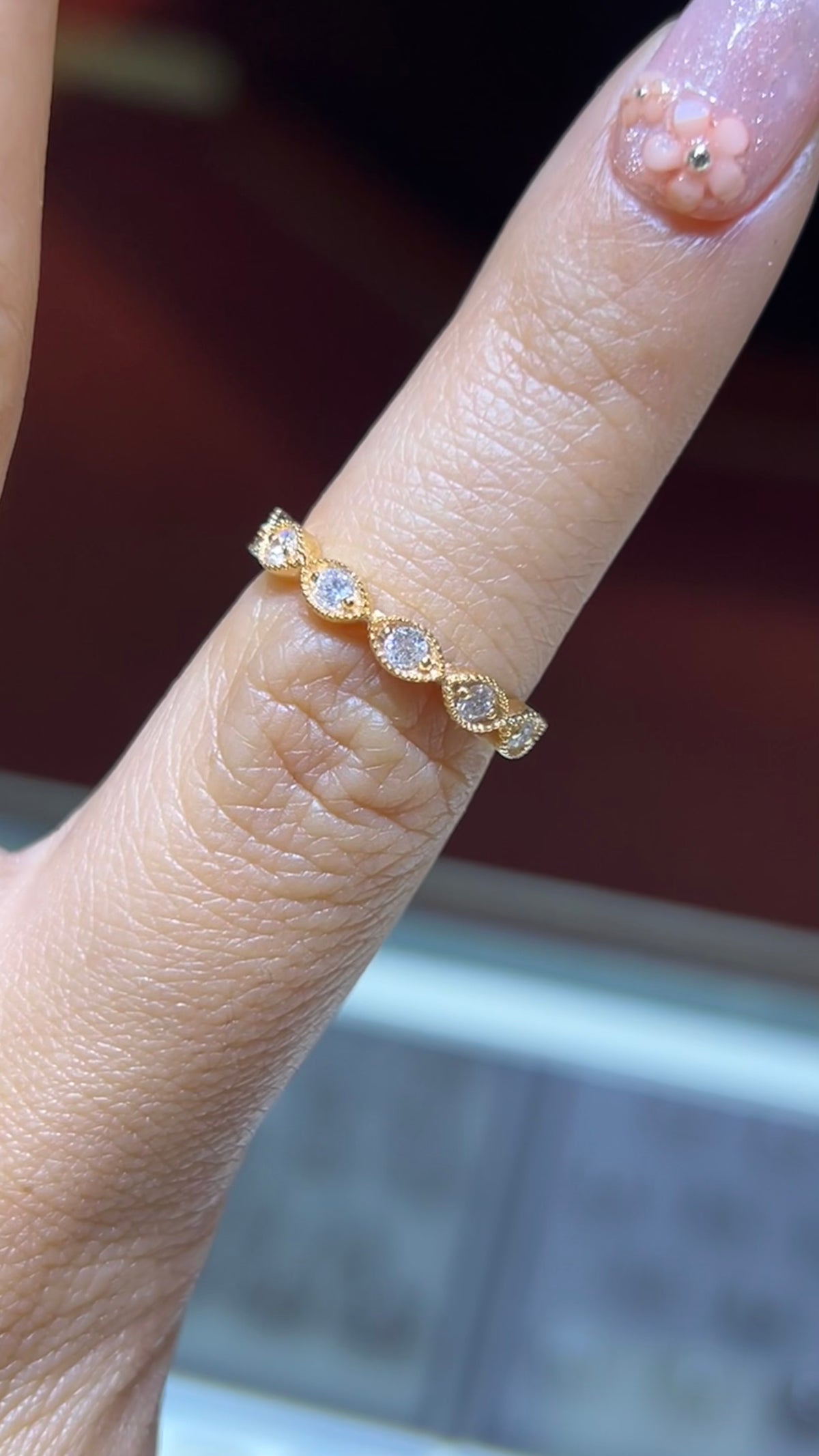 0.35ct Milgrain Beaded Diamond Wedding Band 14K Gold BAN011