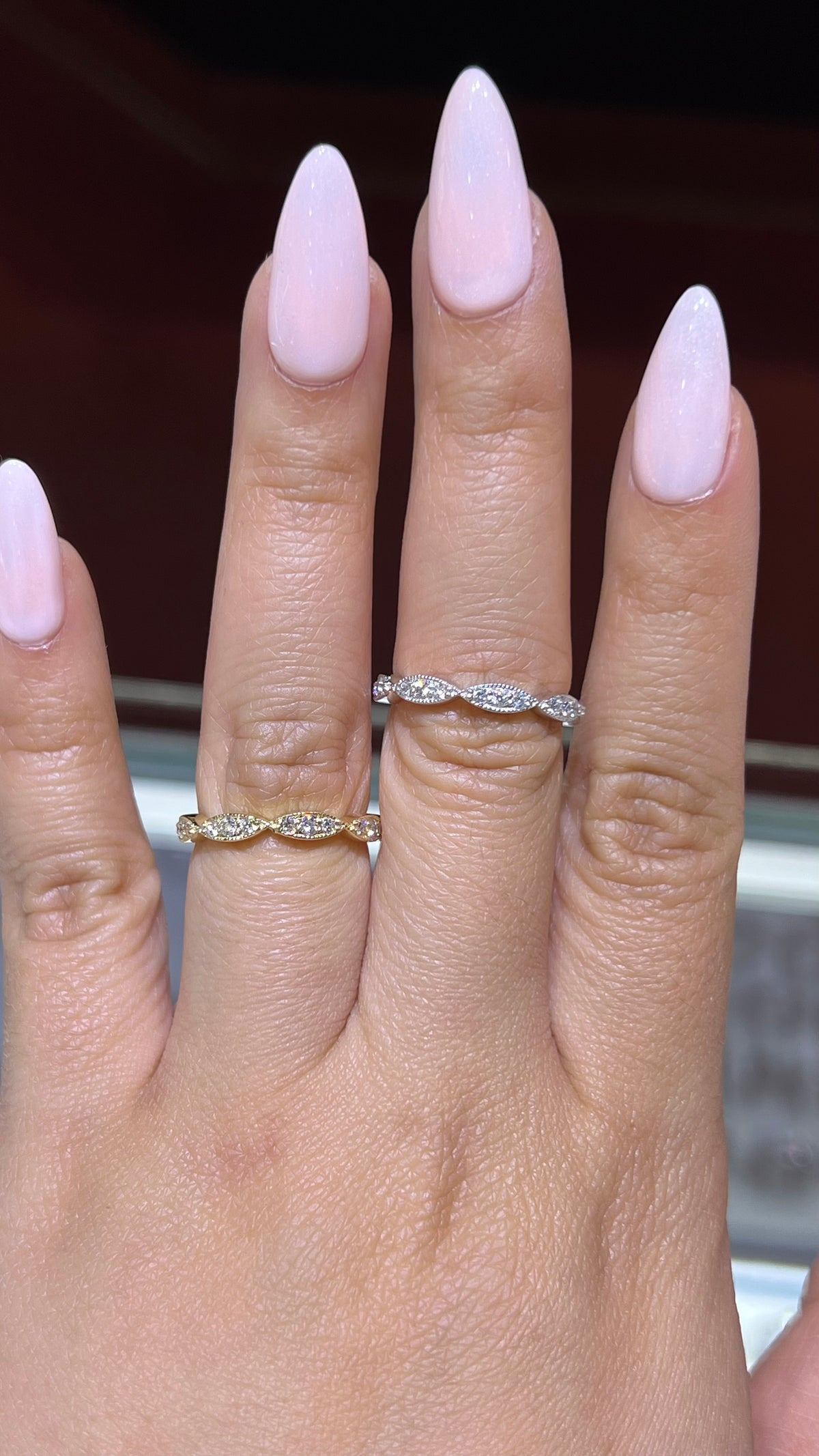 0.29ct Milgrain Beaded Diamond Wedding Band 14K Gold BAN046