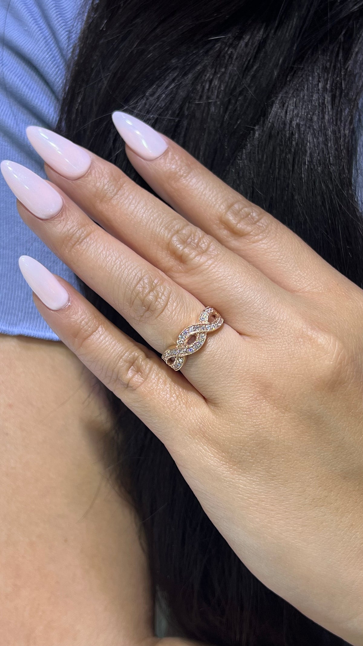 0.45ct Milgrain Beaded Diamond Twist Wedding Band 14K Gold BAN047