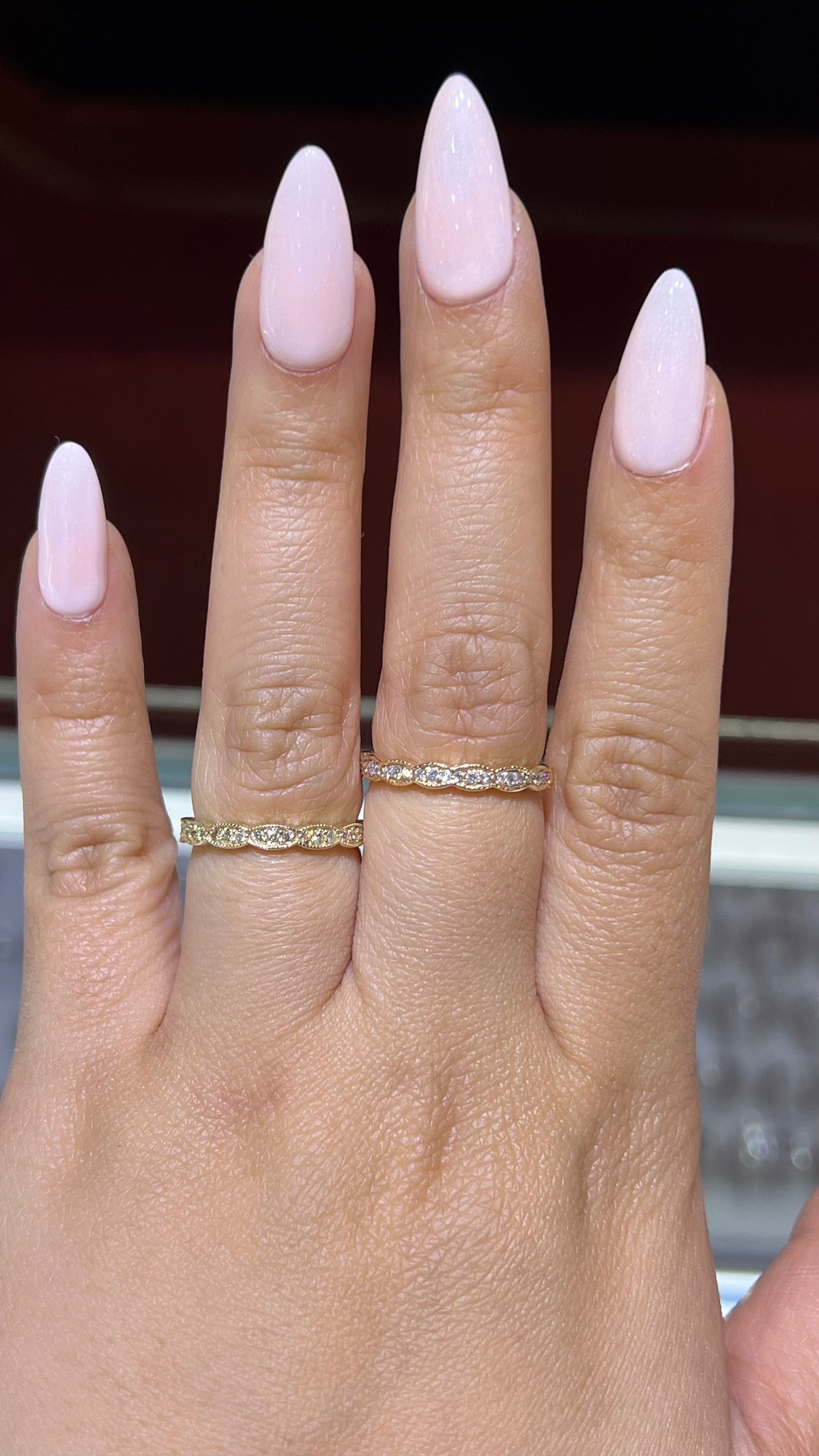 0.23ct Milgrain Beaded Diamond Wedding Band 14K Gold BAN050