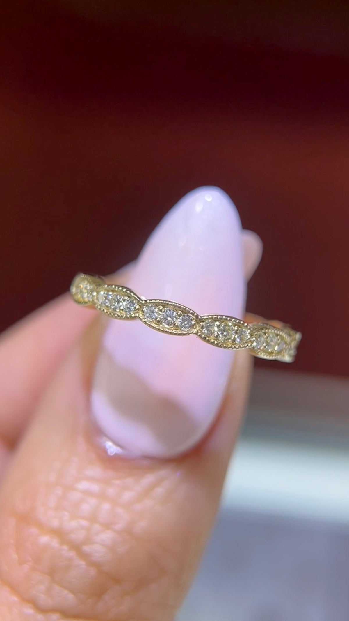 0.23ct Milgrain Beaded Diamond Wedding Band 14K Gold BAN050