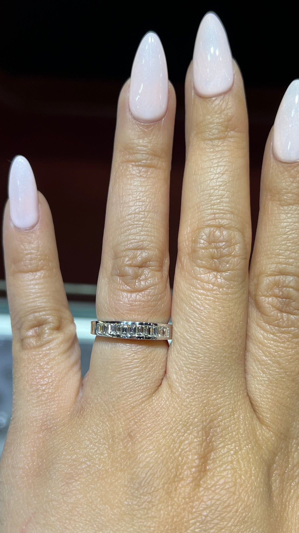 0.75ct Channel Set Baguette/Emerald Diamond Wedding Band 14K Gold BAN062