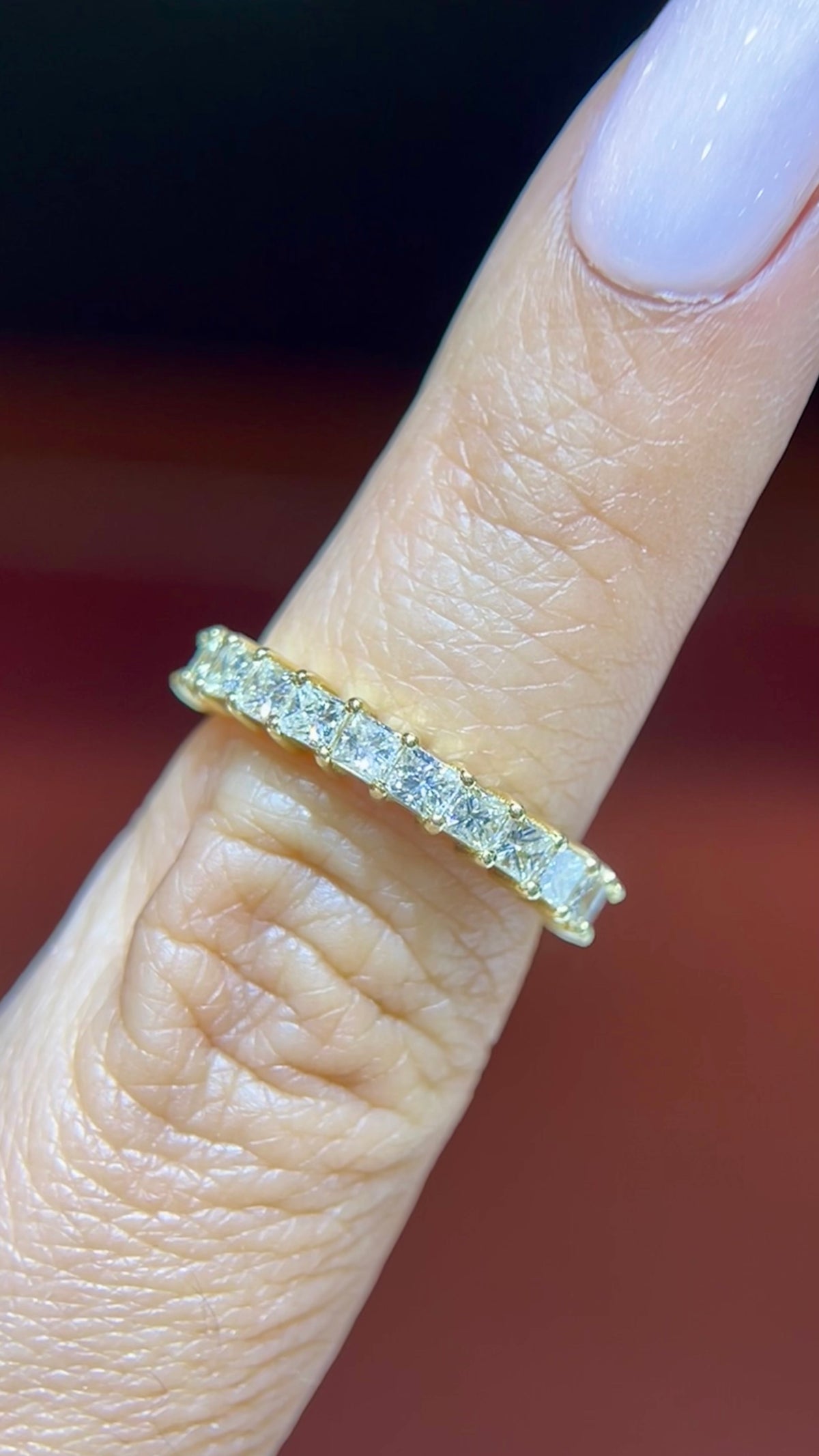 1.05ct Princess Cut Shared Prong Diamond Wedding Band 14K Gold Ban069