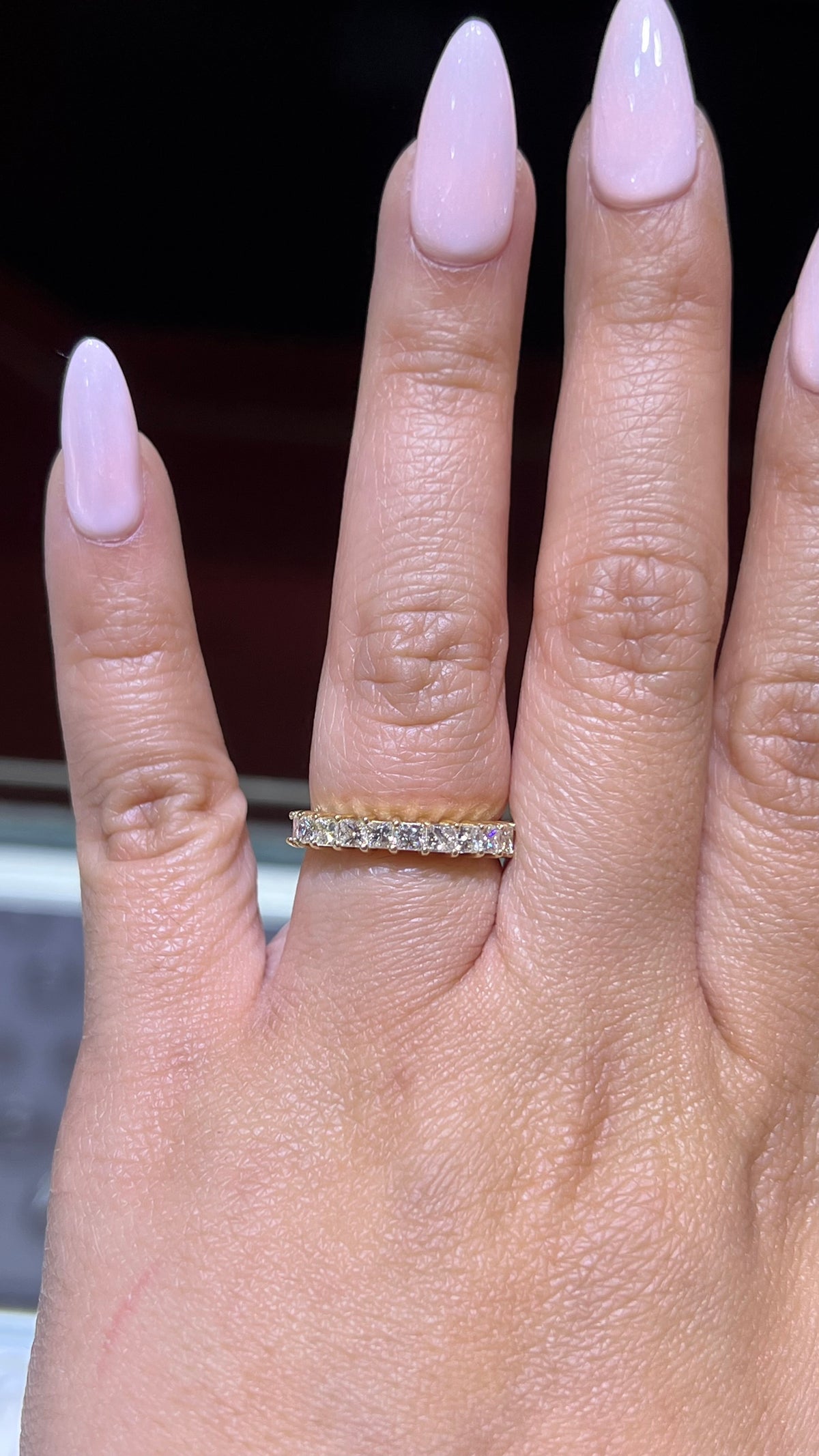 1.05ct Princess Cut Shared Prong Diamond Wedding Band 14K Gold Ban069