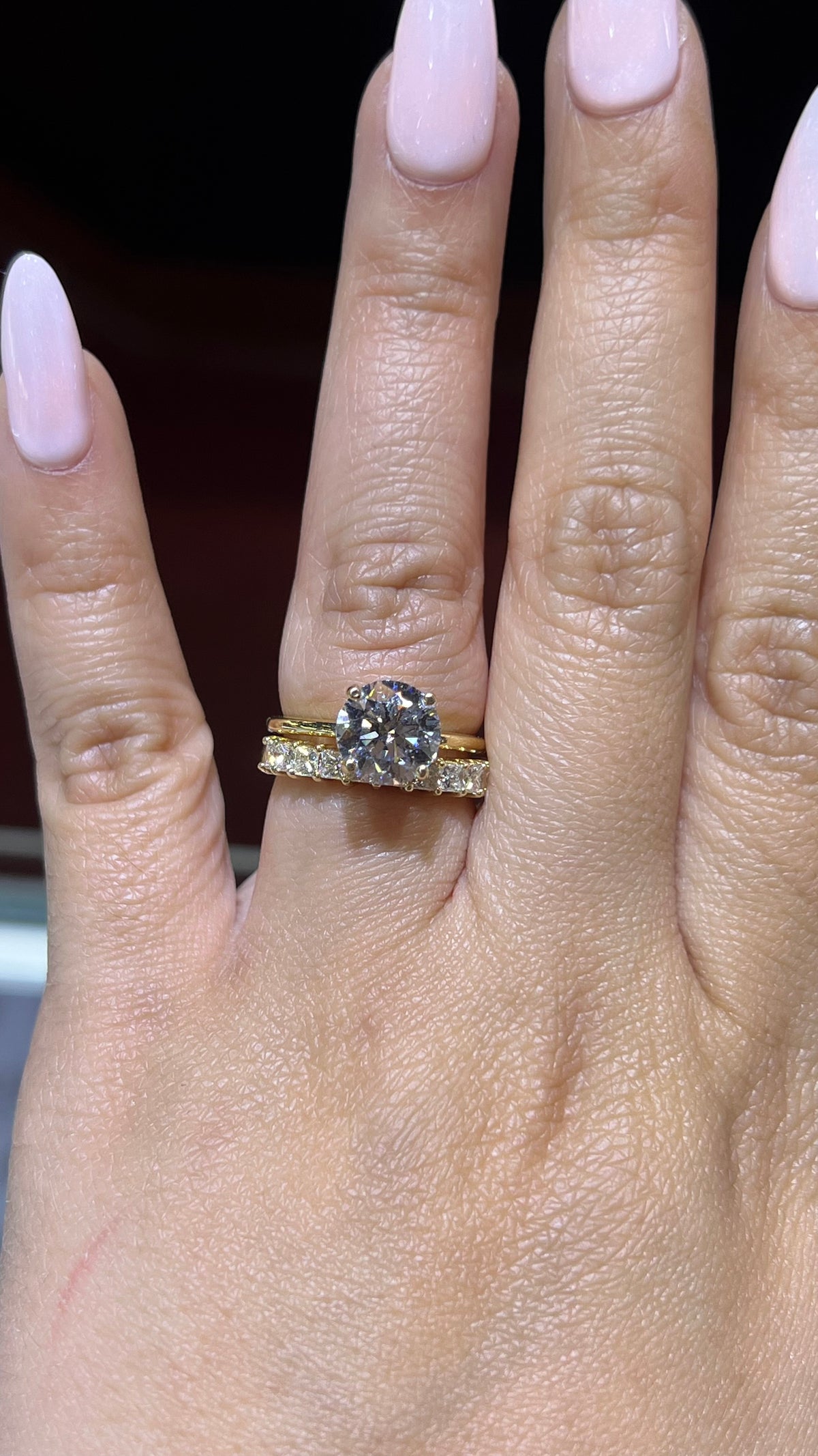 1.05ct Princess Cut Shared Prong Diamond Wedding Band 14K Gold Ban069