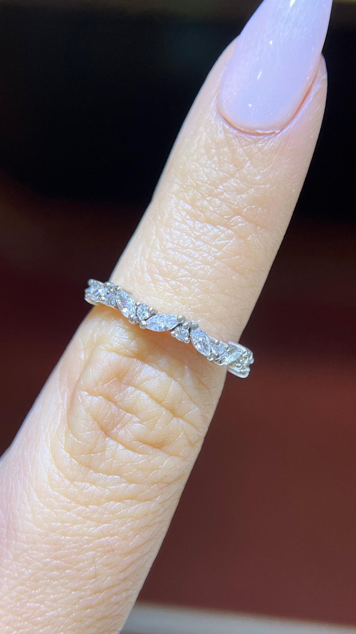 0.40ct Marquise and Round Diamond Wedding Band 14K Gold BAN076