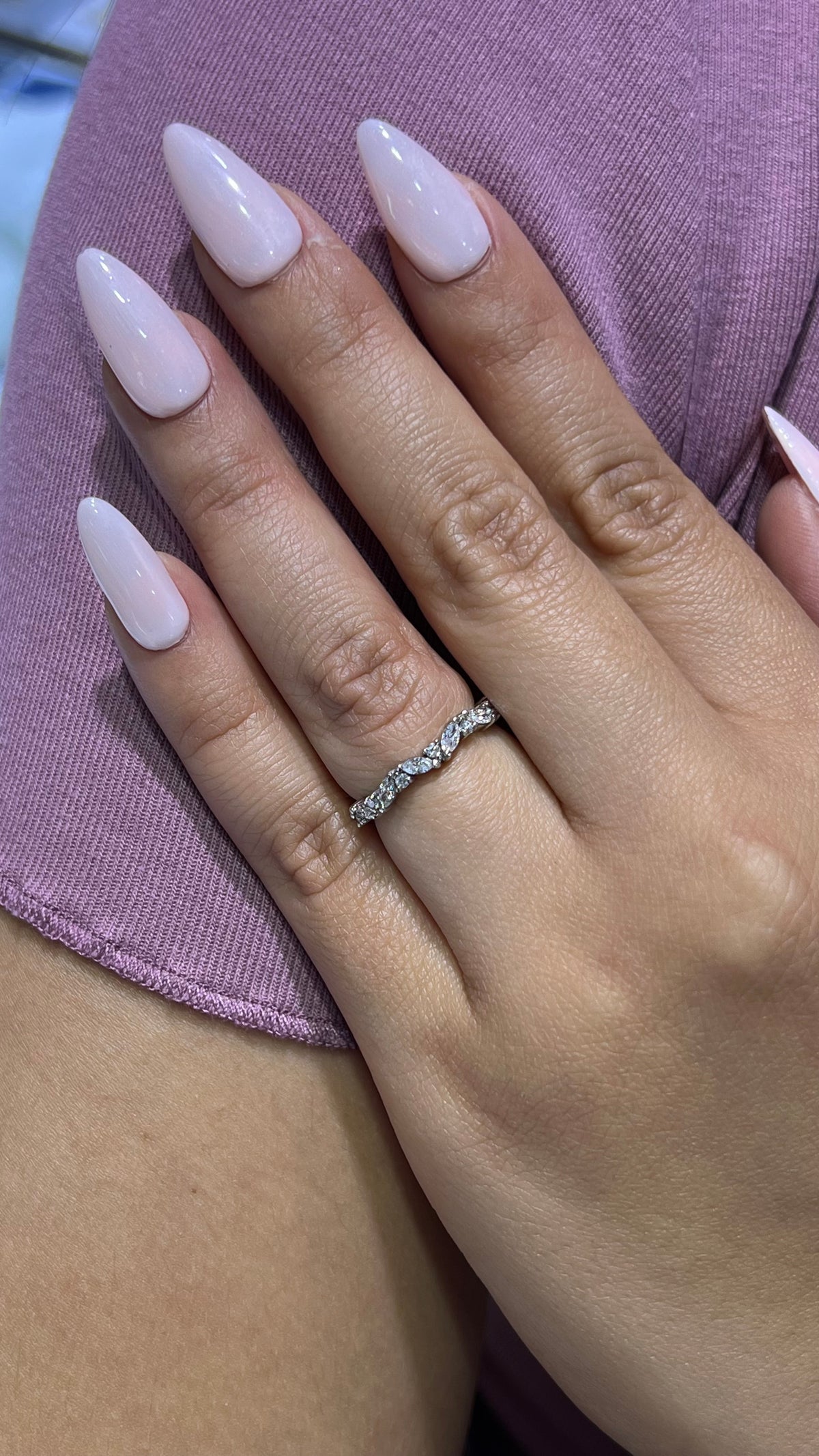 0.40ct Marquise and Round Diamond Wedding Band 14K Gold BAN076