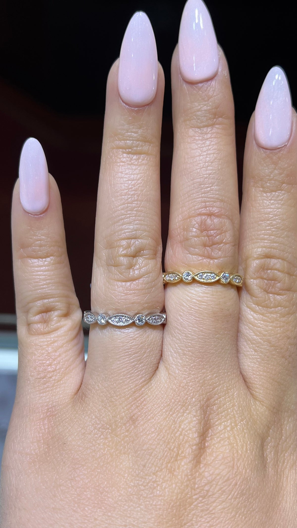 0.25ct Milgrain Beaded Diamond Wedding Band 14K Gold BAN077