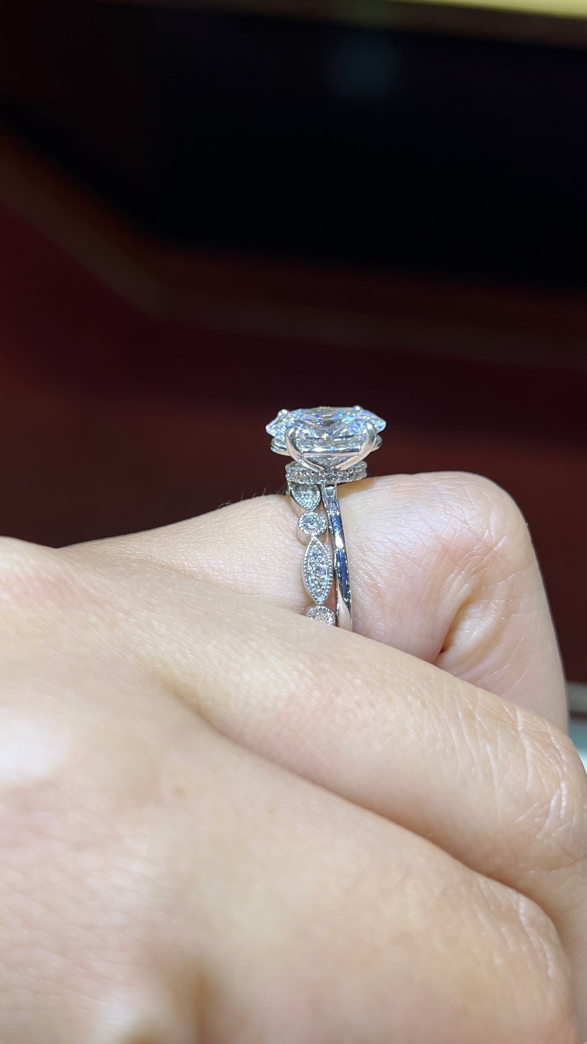 0.25ct Milgrain Beaded Diamond Wedding Band 14K Gold BAN077