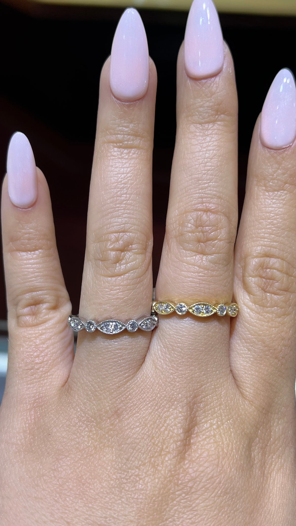 0.40ct Milgrain Beaded Diamond Wedding Band 14K Gold BAN078