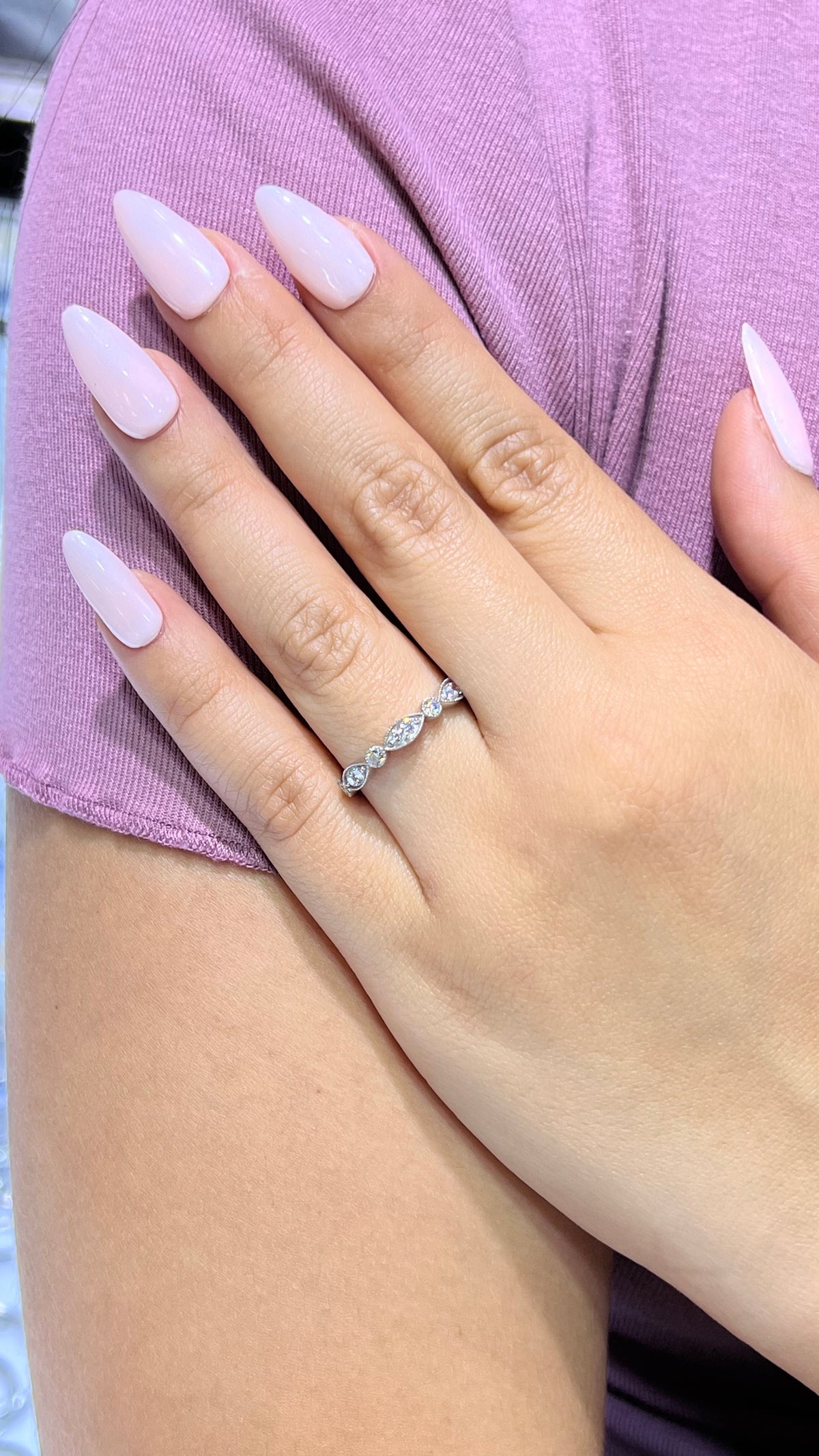 0.40ct Milgrain Beaded Diamond Wedding Band 14K Gold BAN078