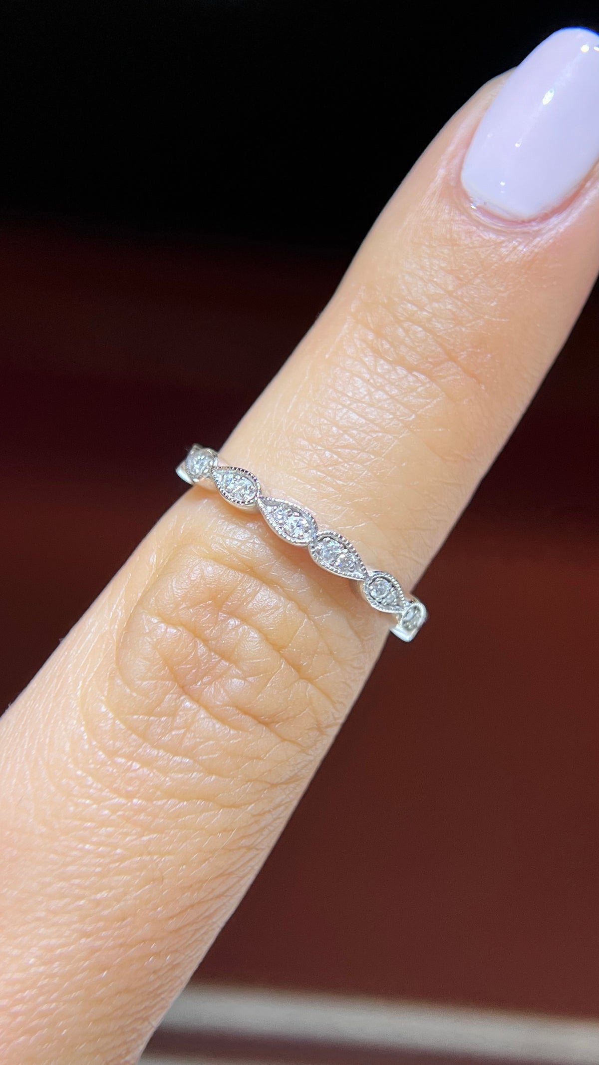 0.14ct Milgrain Beaded Diamond Wedding Band 14K Gold BAN079