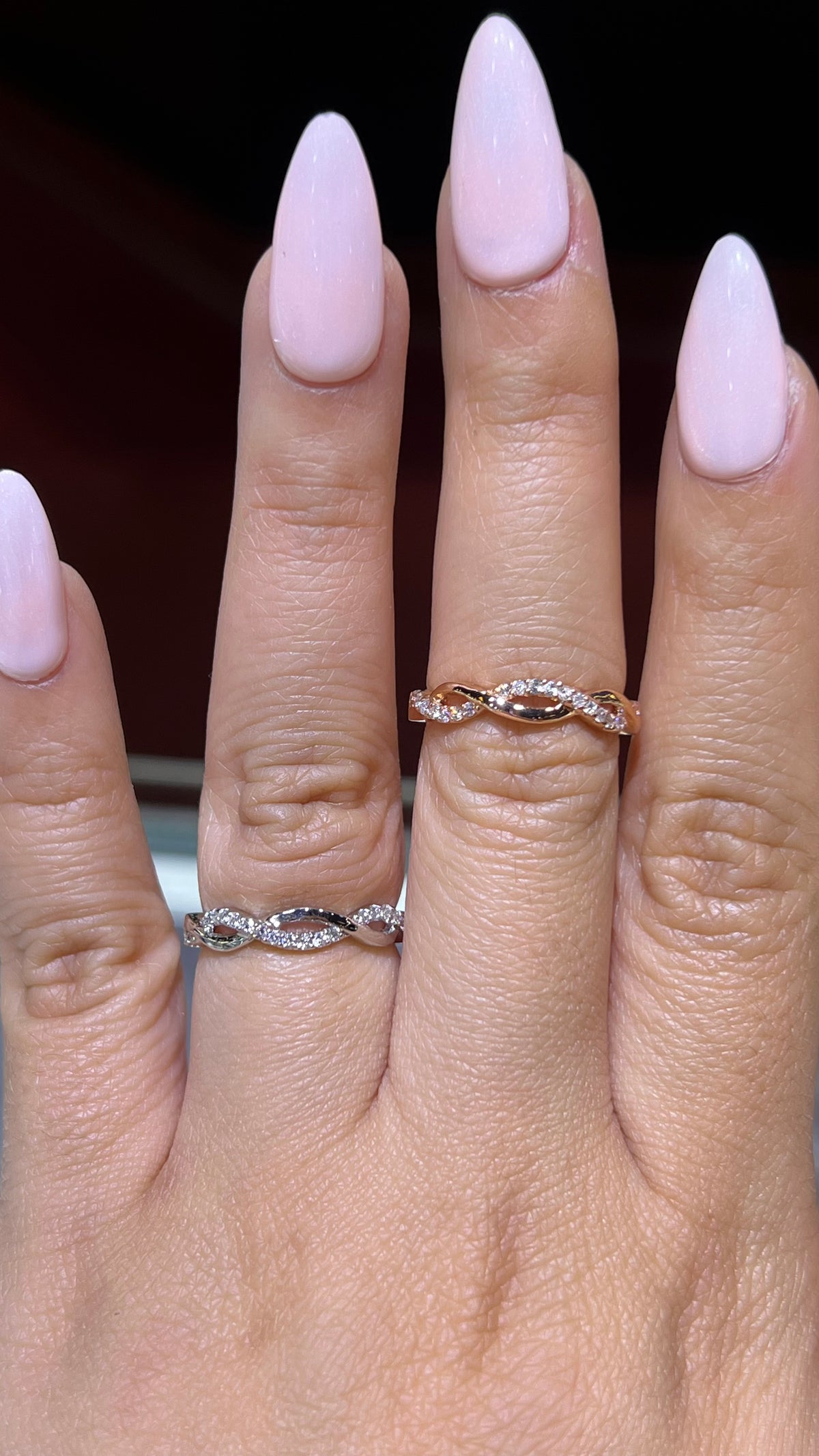 0.20ct Half Diamond Twist Wedding Band 14K Gold BAN081