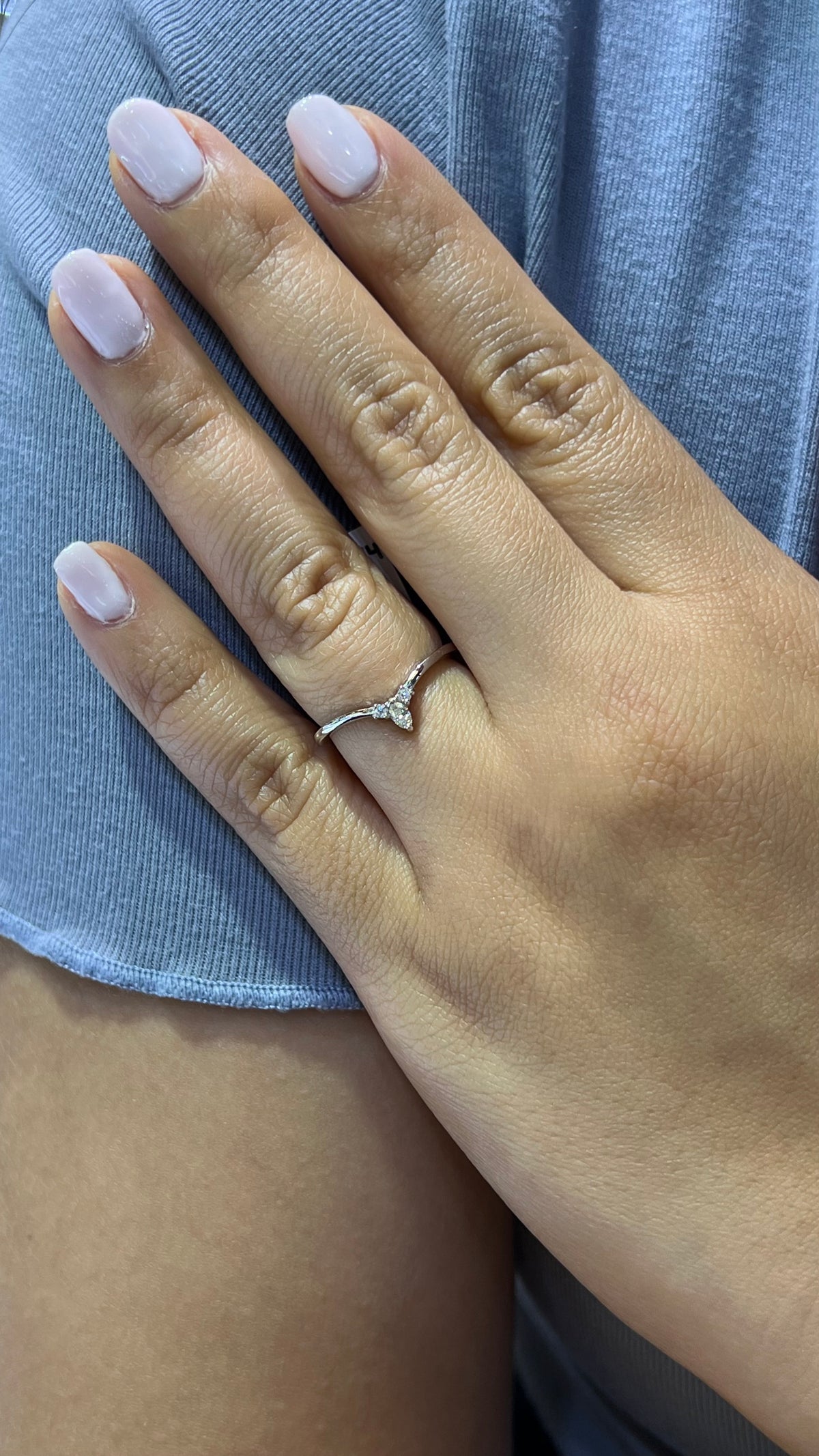 0.10ct Marquise and Round Chevron Diamond Wedding Band 14K Gold BAN094