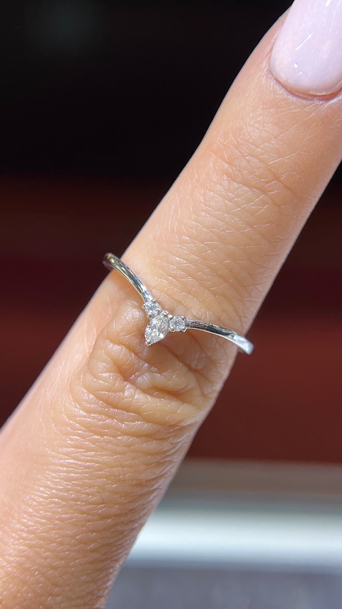 0.10ct Marquise and Round Chevron Diamond Wedding Band 14K Gold BAN094