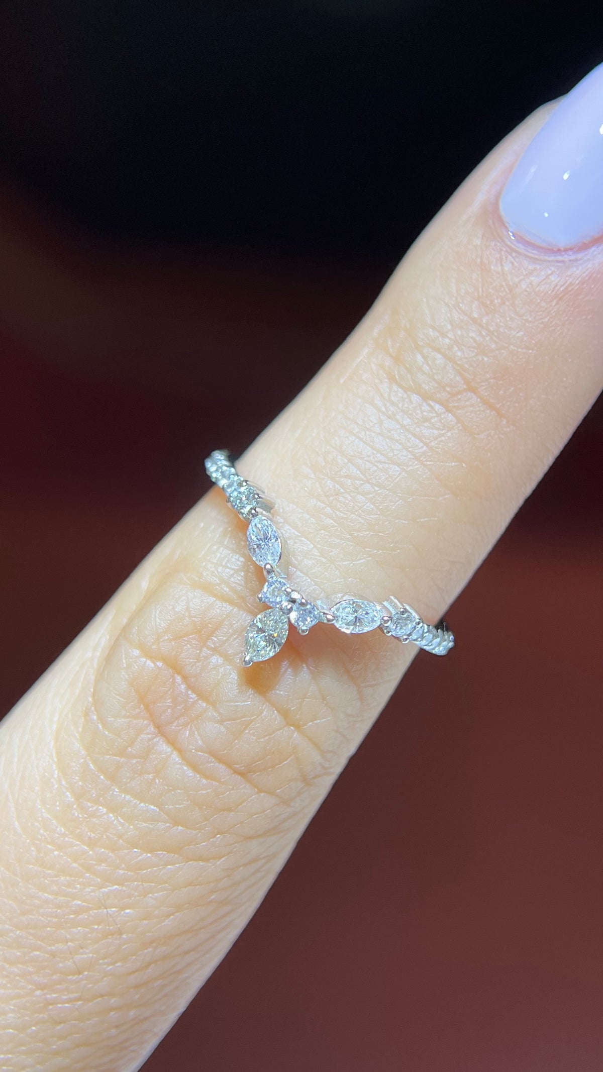 0.40ct Marquise and Round Chevron Diamond Wedding Band 14K Gold BAN096