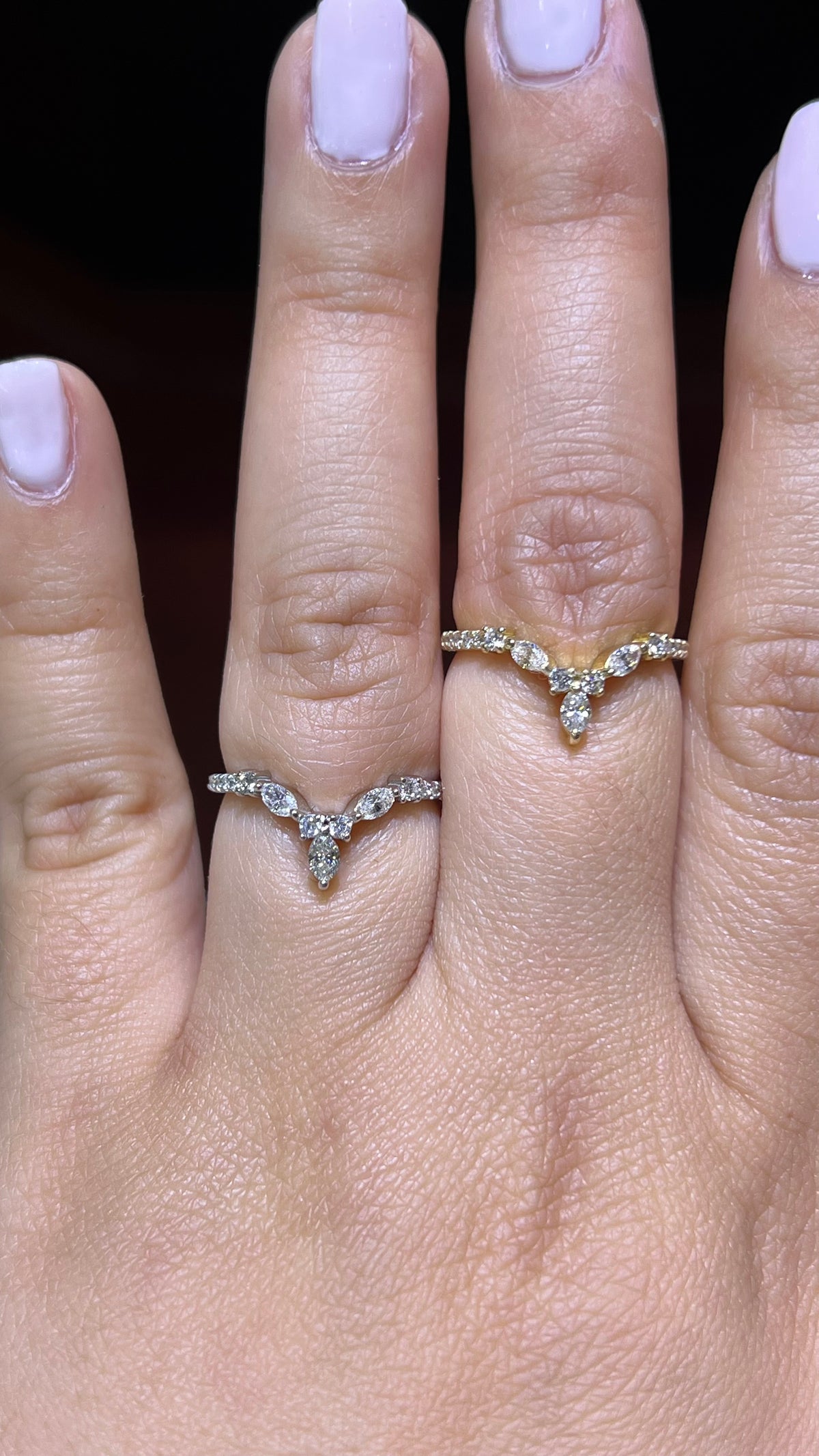 0.40ct Marquise and Round Chevron Diamond Wedding Band 14K Gold BAN096