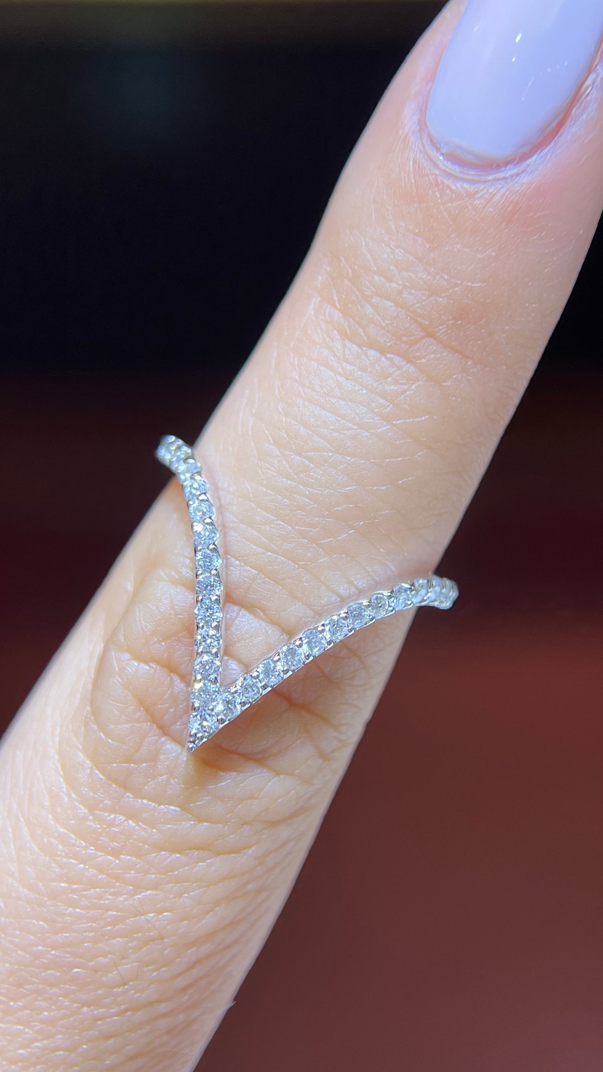 0.40ct Sharper V Chevron Diamond Wedding Band 14K Gold BAN098