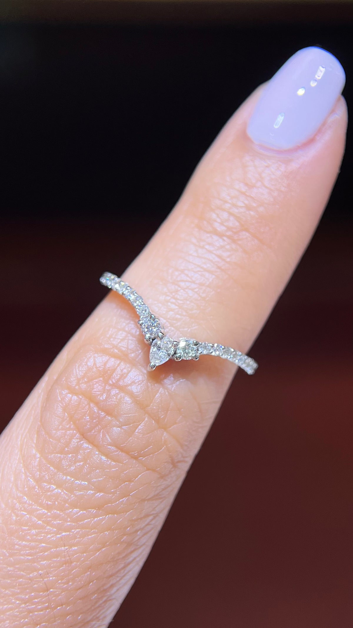 0.27ct Pear Chevron Diamond Wedding Band 14K Gold BAN099