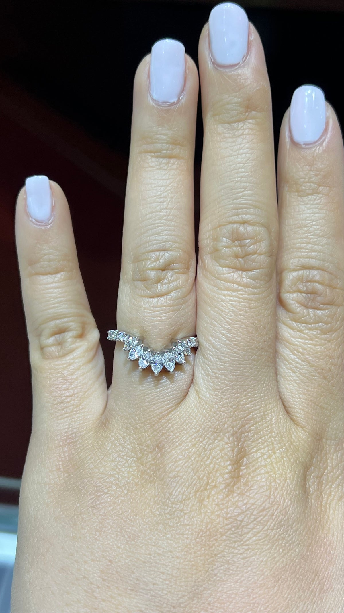 0.82ct Marquise Contour Chevron Diamond Wedding Band 14K Gold BAN100